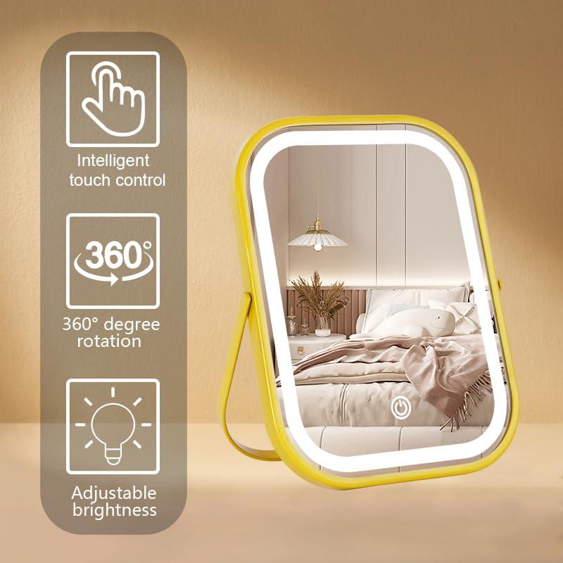 Espejo de tocador iluminado YEKKOPT 20x15 cm recargable