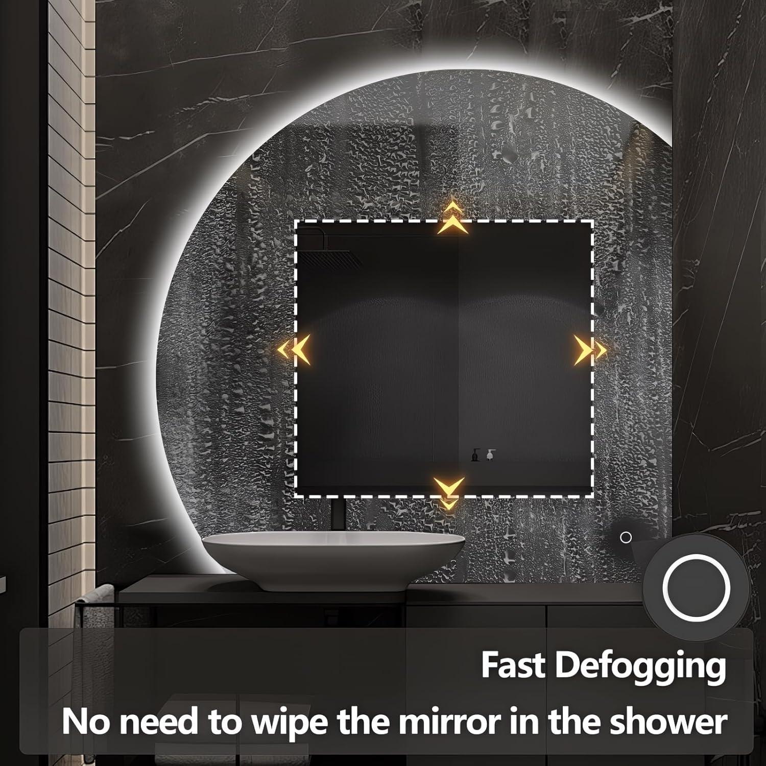 Espejo LED TheiaMo Semicircular Antivaho 121,92 cm