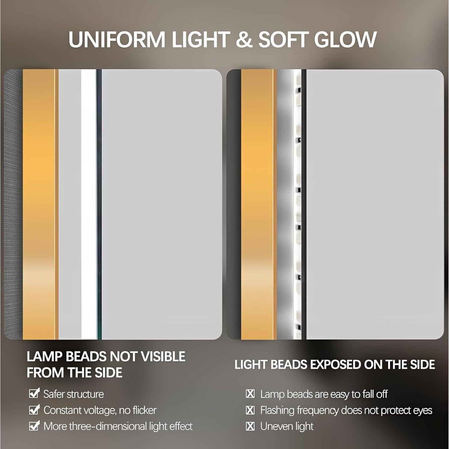 Espejo de Baño LED Redondo TheiaMo 60cm Dorado Iluminado