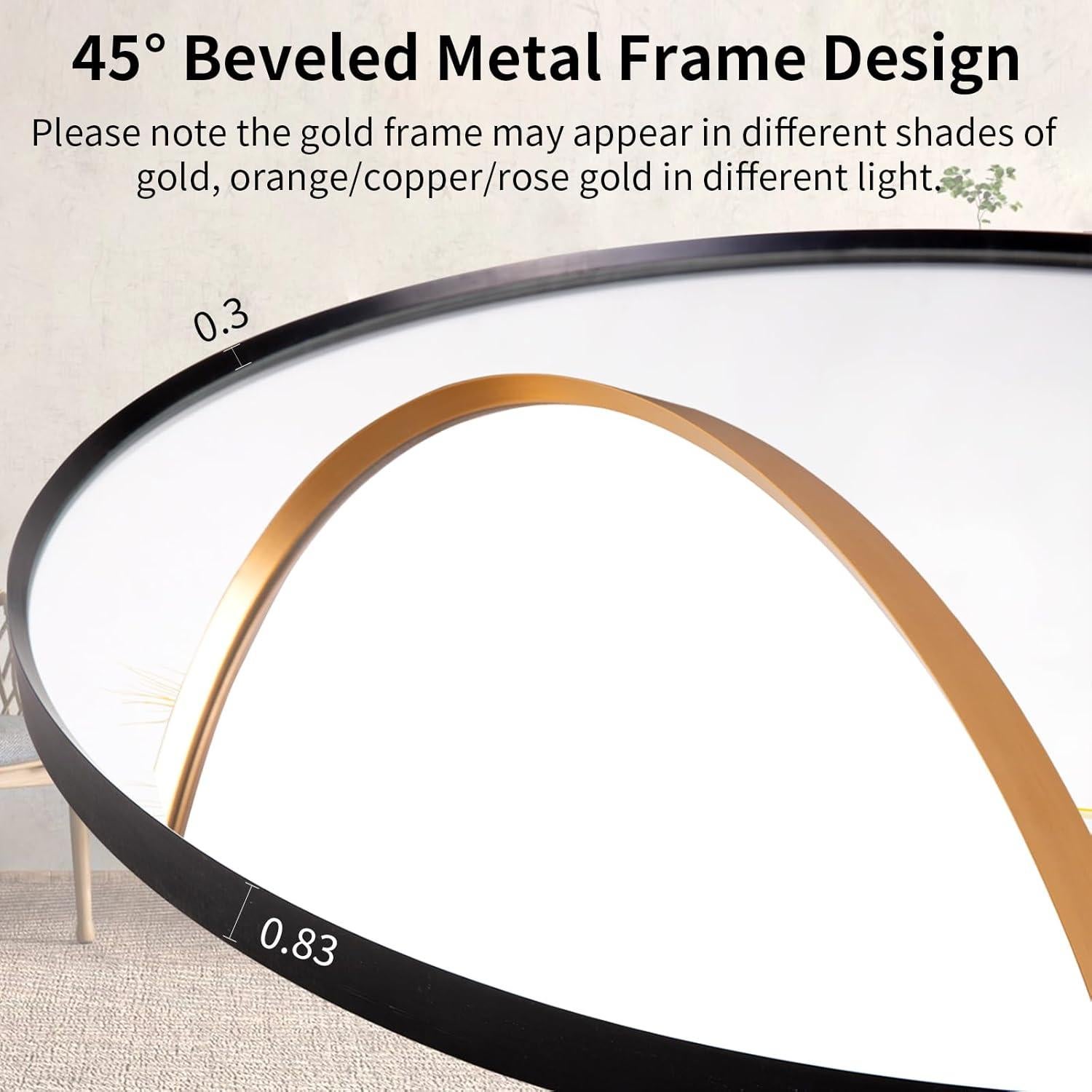 Espejo de Baño LED Redondo TheiaMo 60cm Dorado Iluminado