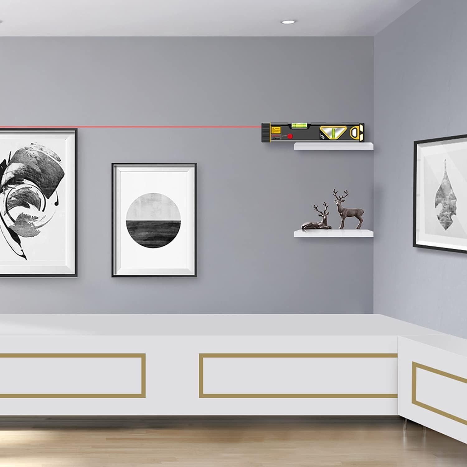 Nivel Láser 2-en-1 Prexiso 34.56 cm con Luz LED y Burbuja