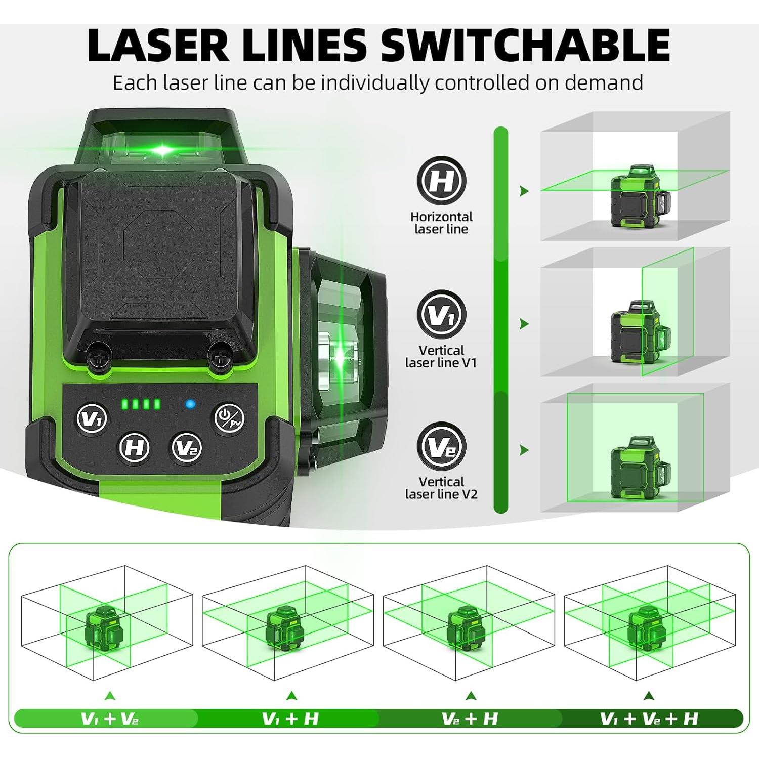 Nivel Láser Huepar 360° con Trípode 127 cm y Accesorios