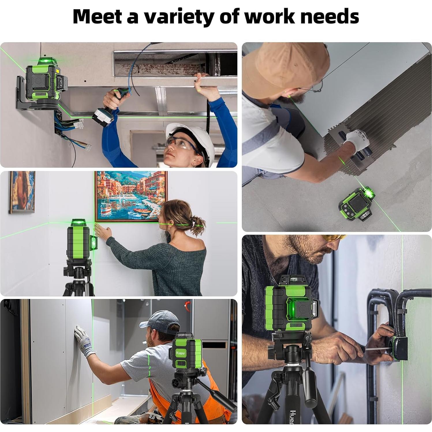 Nivel Láser Huepar 360° con Trípode 127 cm y Accesorios