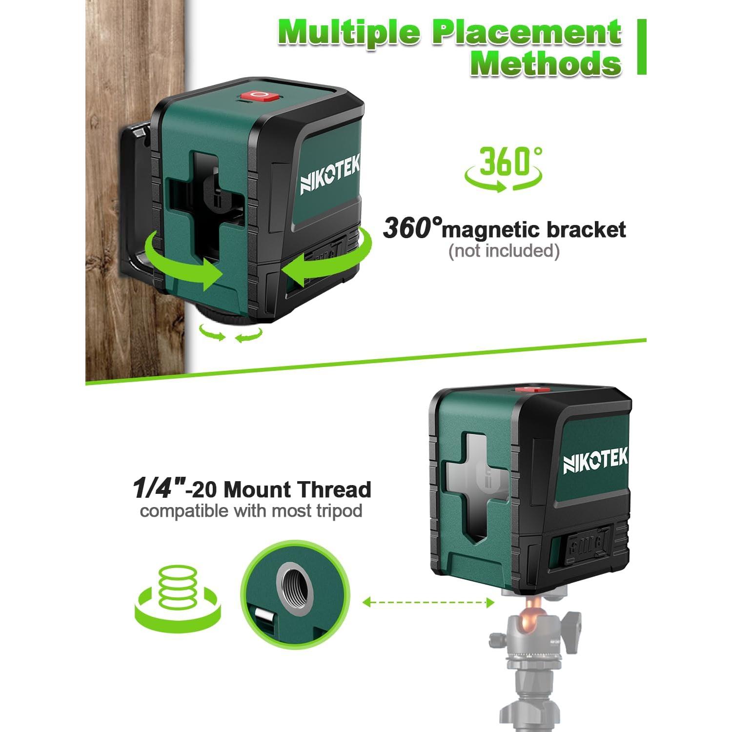 Nivel láser verde Nikotek NK02G autorregulable 100 pies