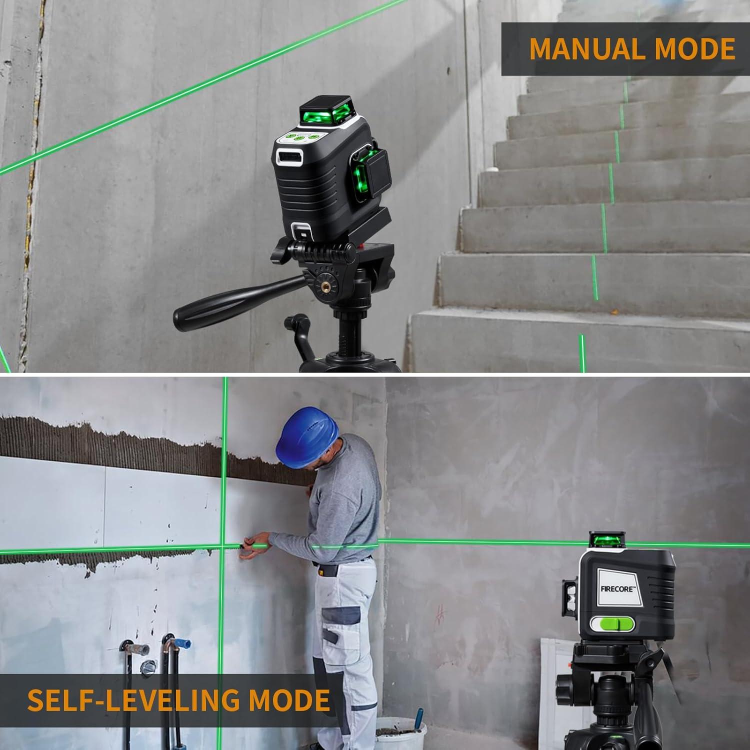 Nivel láser Firecore G50 3x360° con trípode y baterías