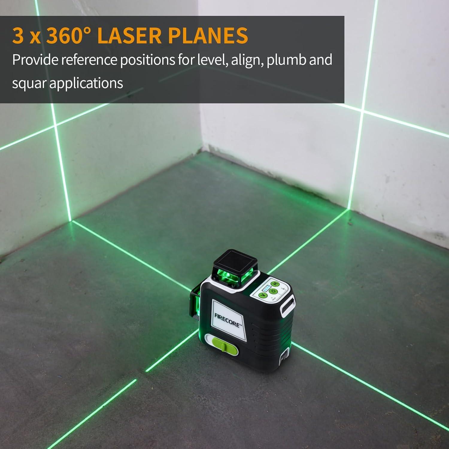 Nivel láser Firecore G50 3x360° con trípode y baterías