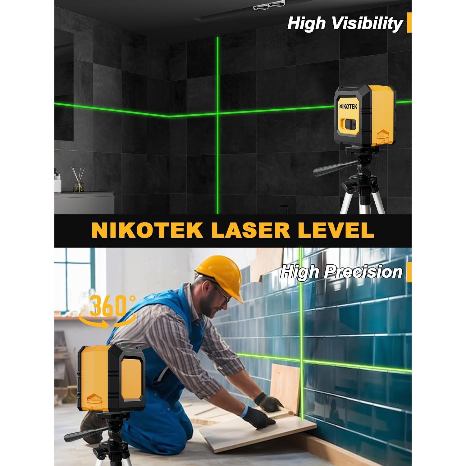 Nivel láser verde Nikotek NK01GT con trípode 100 pies
