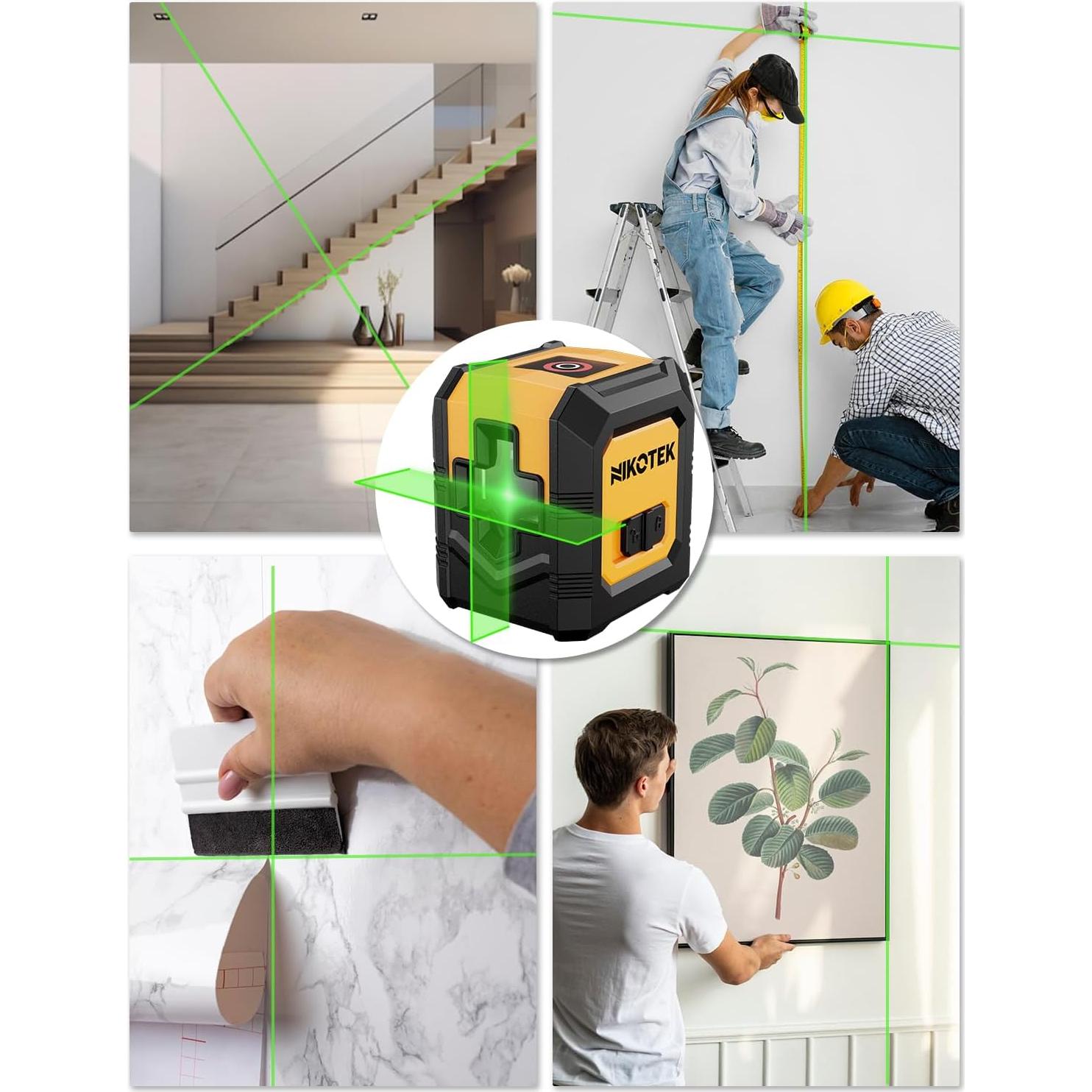 Nivel láser verde Nikotek NK01GT con trípode 100 pies