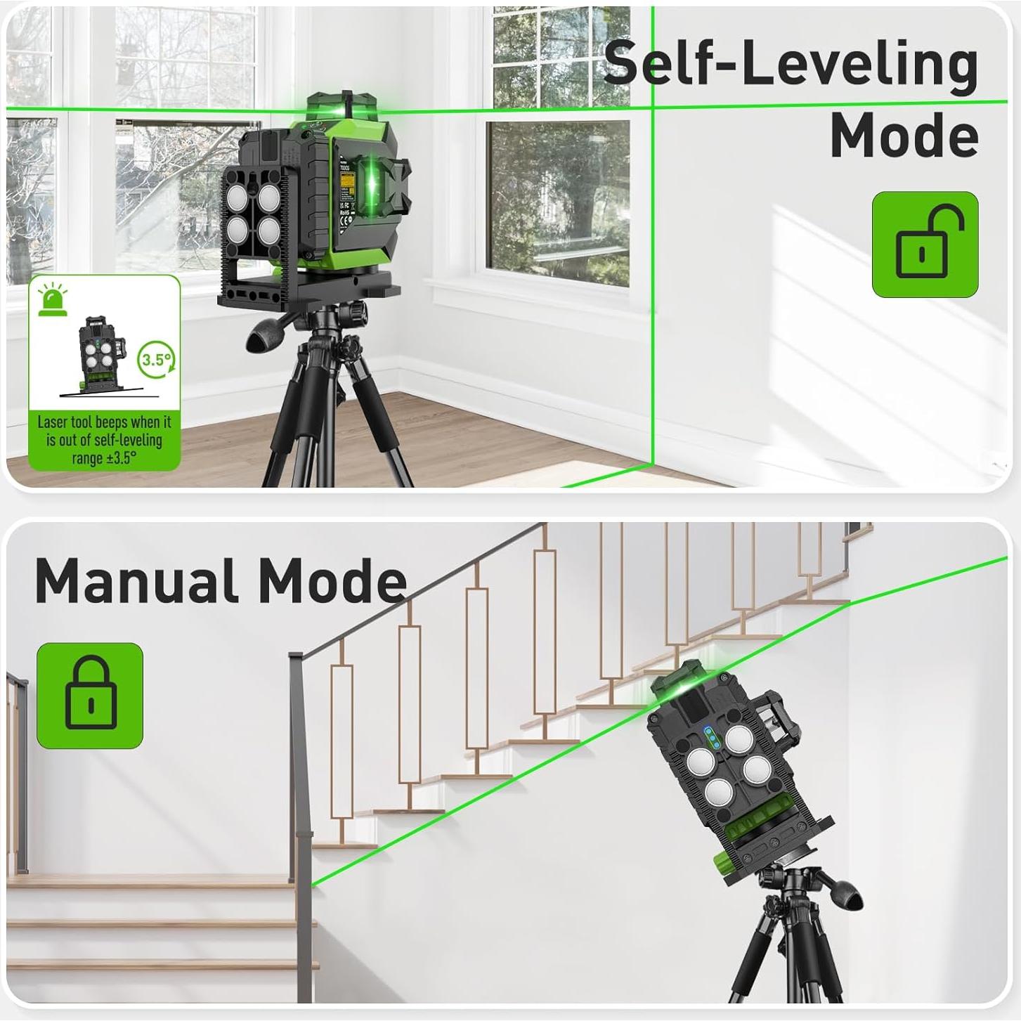 Nivel láser Huepar 3x360° Verde Autonivelante 703CG