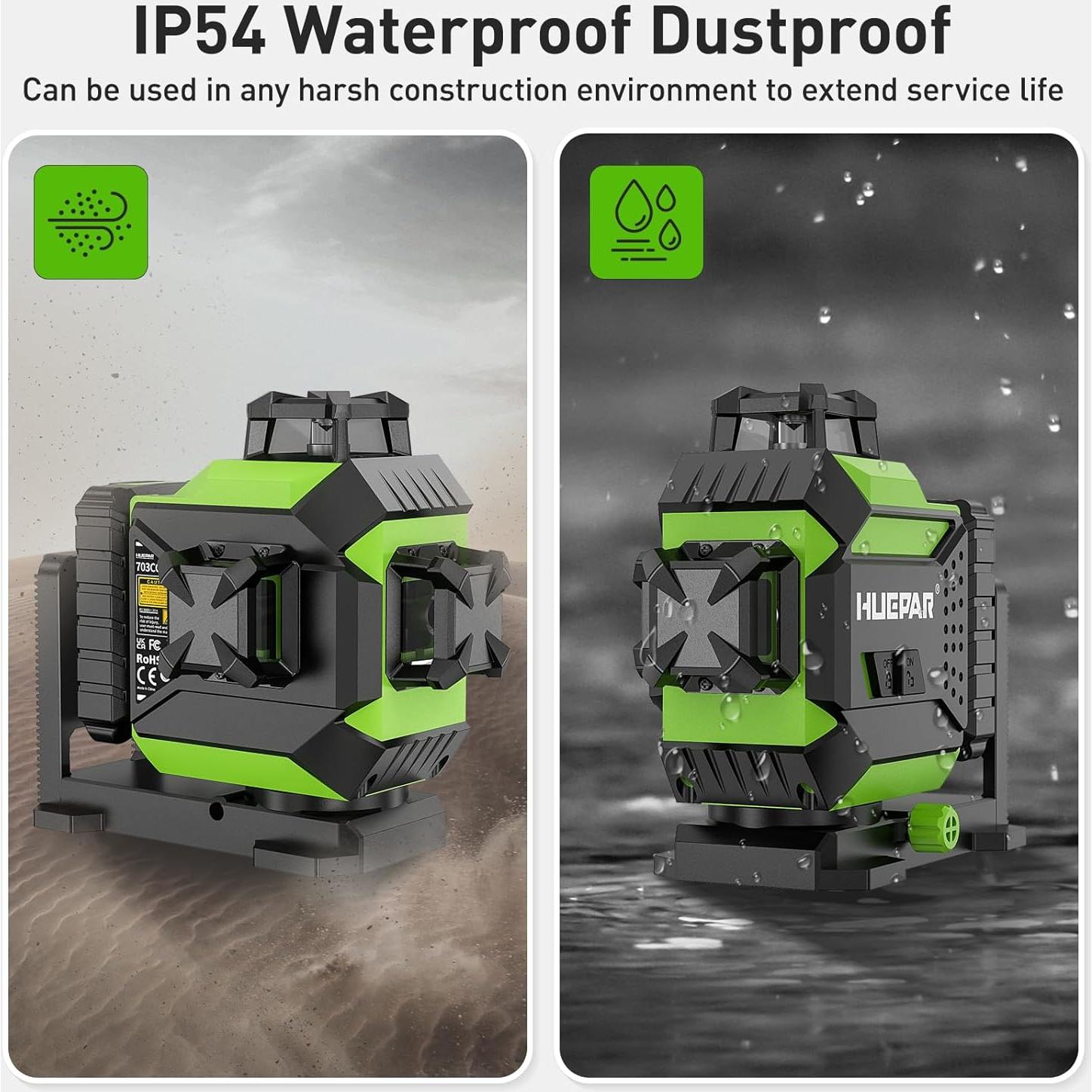 Nivel láser Huepar 3x360° Verde Autonivelante 703CG