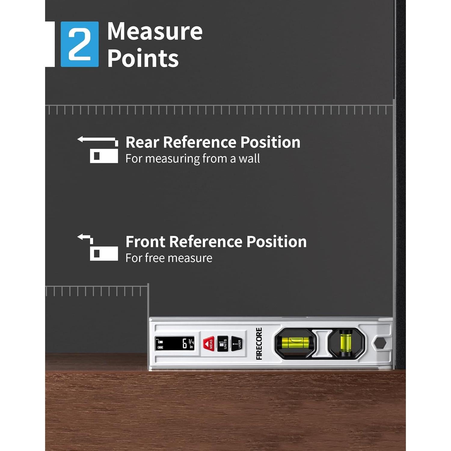 Nivel de Espiritu 3-en-1 Firecore con Medidor Laser 20m