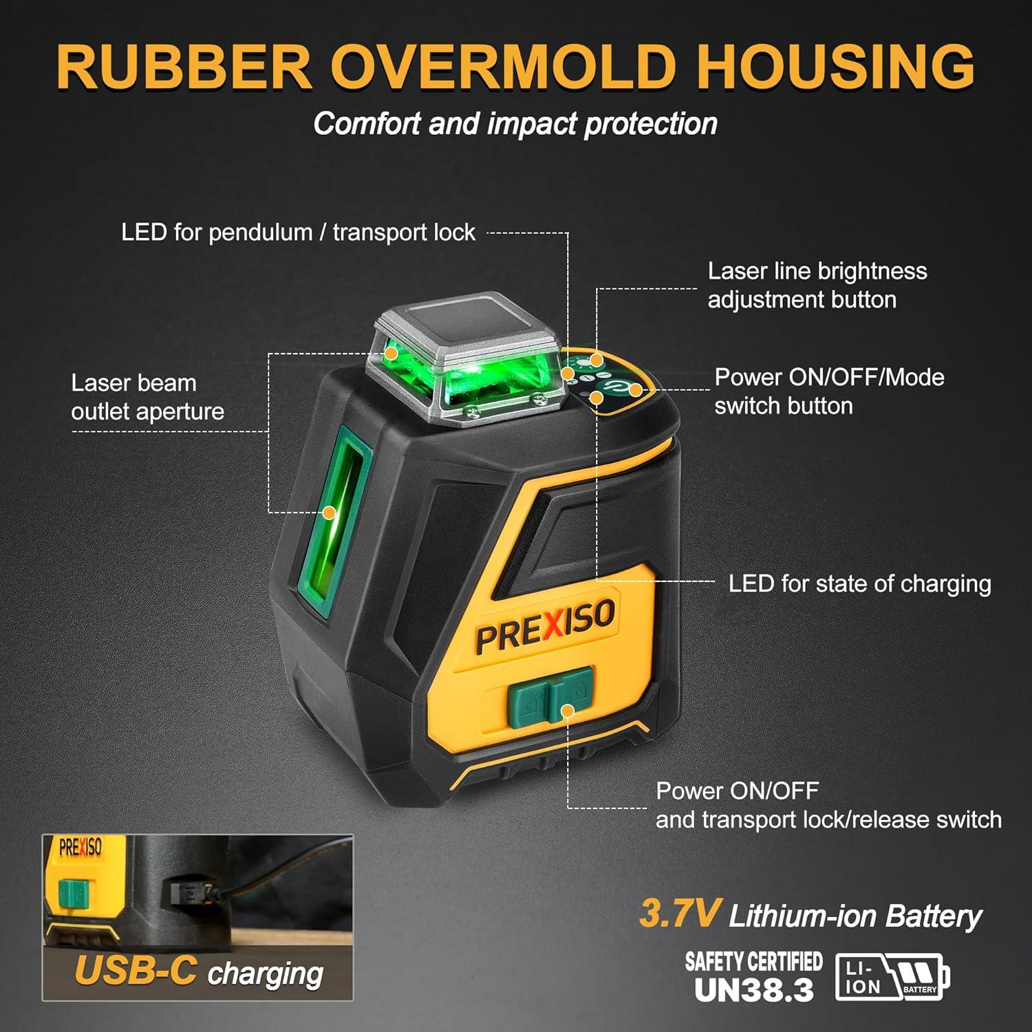 Nivel láser 360° Prexiso con trípode y IP54 - 30,48 m