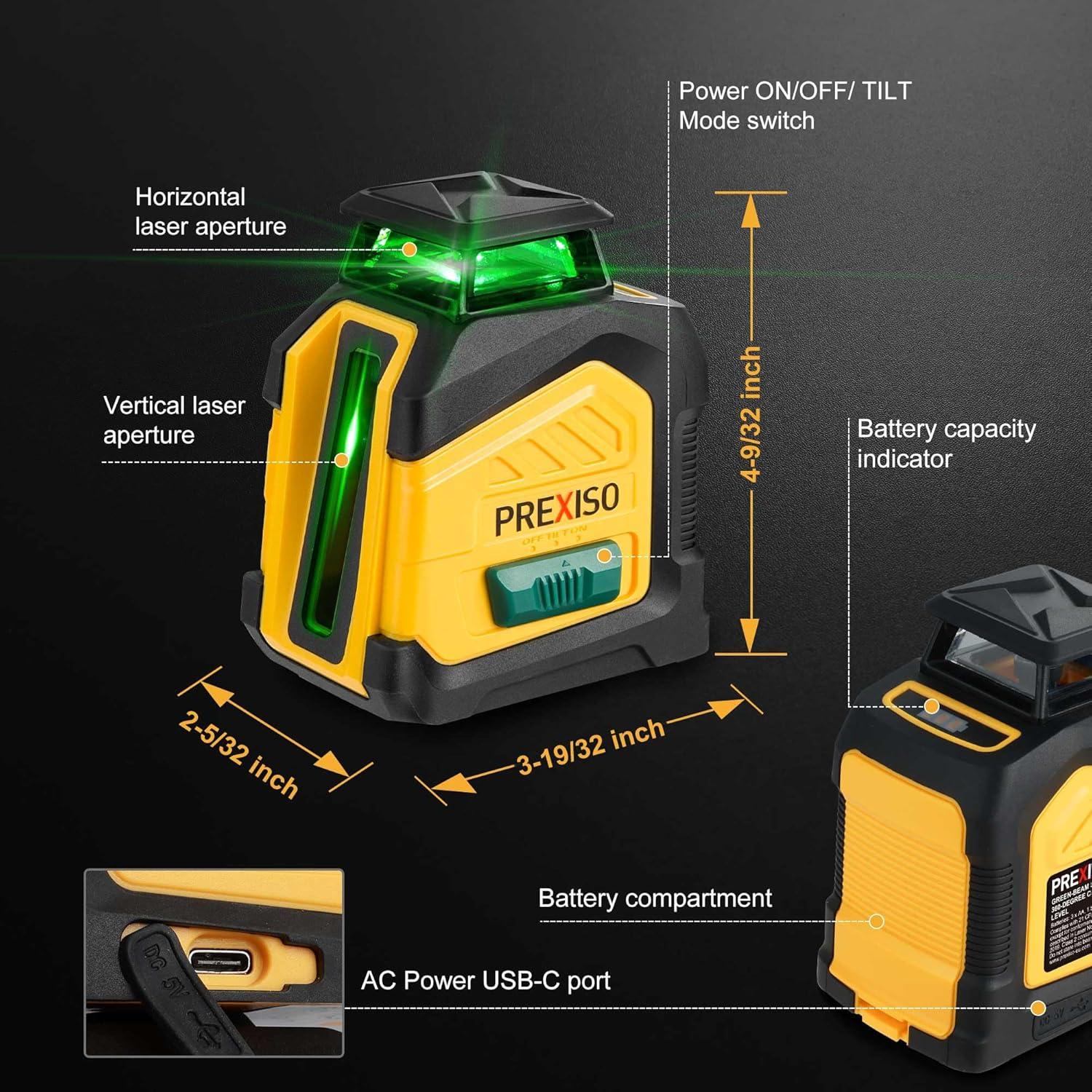 Nivel láser PREXISO 360° con trípode 95,25 cm y 30,48 m
