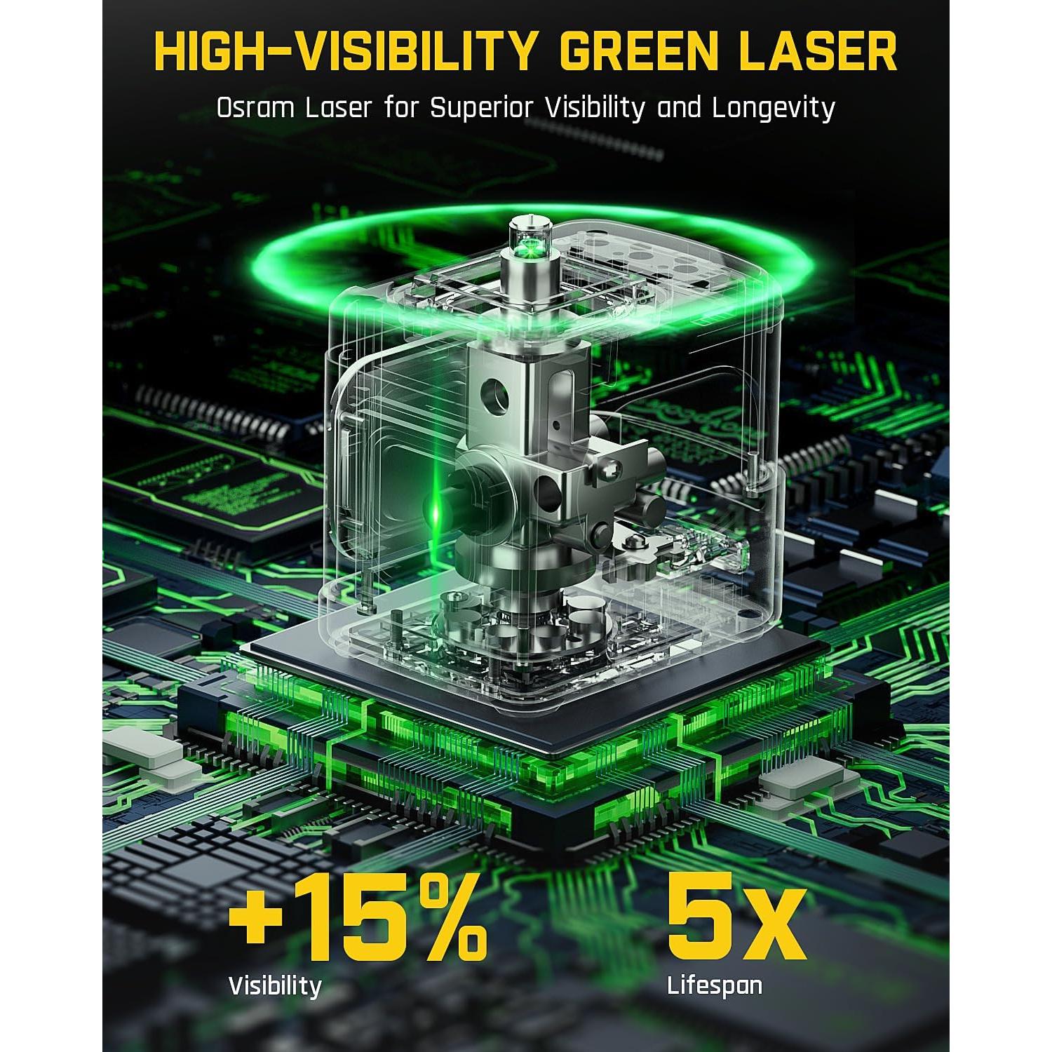 Nivel Láser 360° Fanttik D5 Verde Autonivelante 30 m