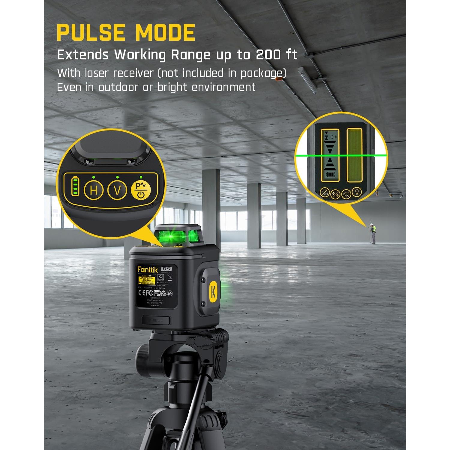 Nivel Láser 360° Fanttik D5 Verde Autonivelante 30 m