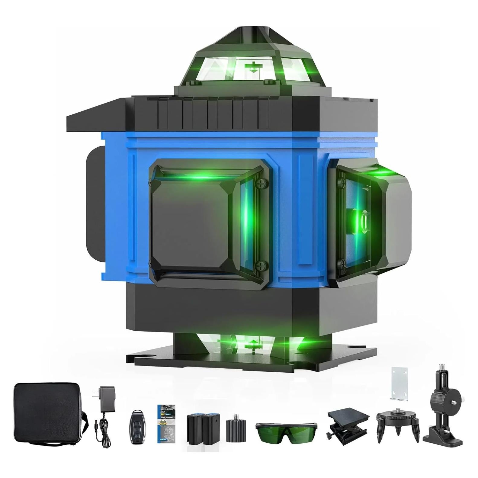 Nivel Láser Autonivelante AZZUNO 4x360 Verde con LCD