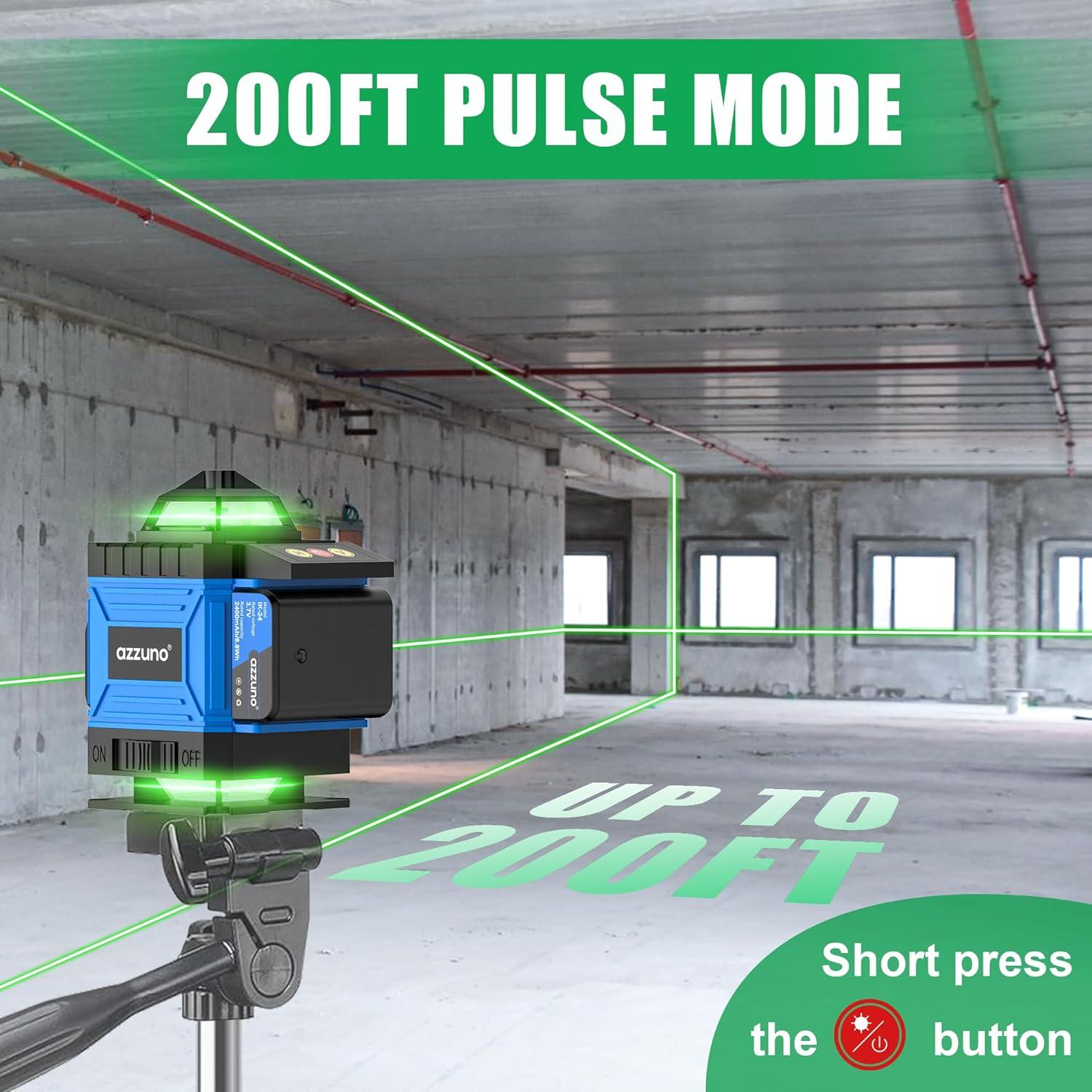 Nivel Láser Autonivelante AZZUNO 4x360 Verde con LCD