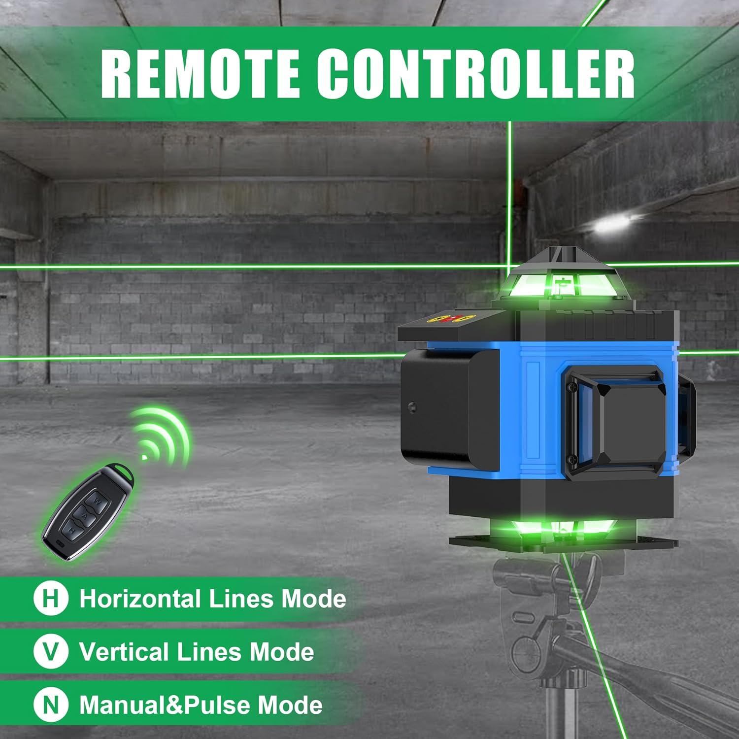 Nivel Láser Autonivelante AZZUNO 4x360 Verde con LCD
