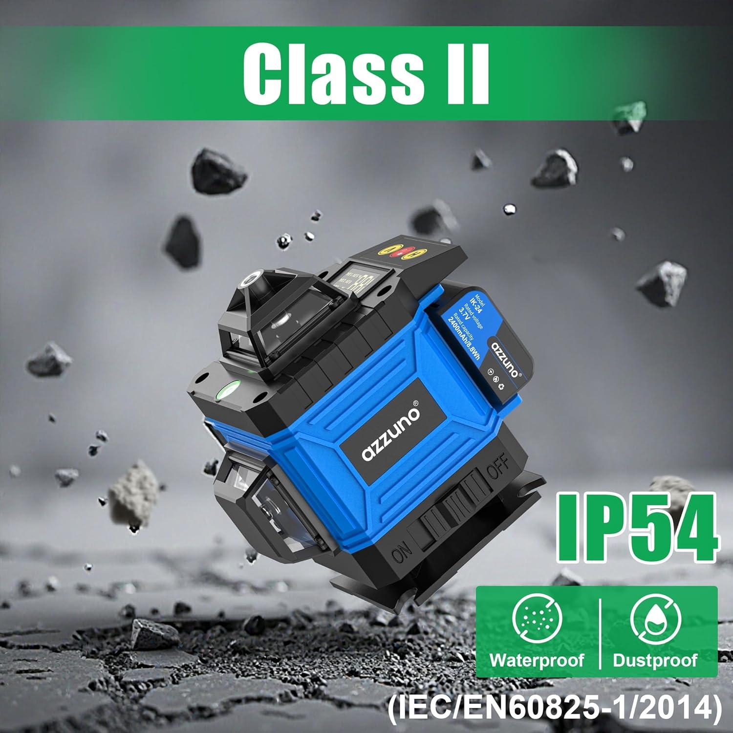 Nivel Láser Autonivelante AZZUNO 4x360 Verde con LCD