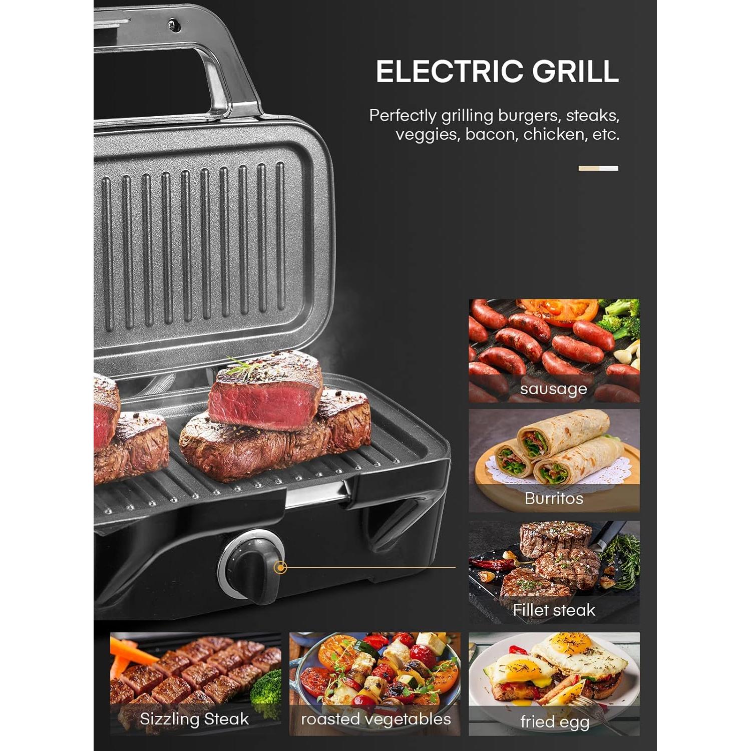 Hacedor de Sándwiches FOHERE 3 en 1 1200W Placas Removibles