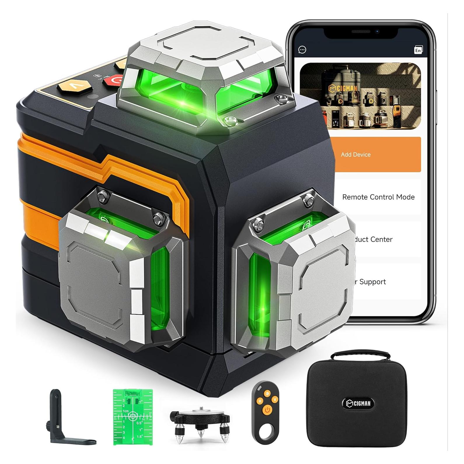 Nivel Láser CIGMAN CM-S01 3x360° Verde con Control Remoto