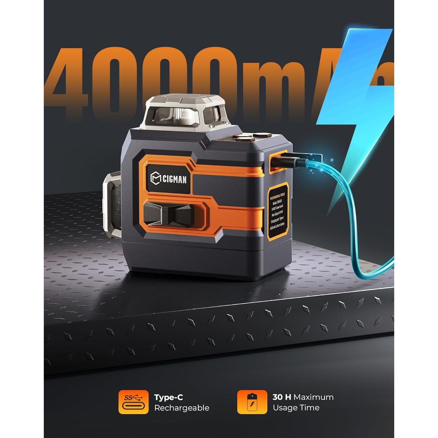 Nivel Láser CIGMAN CM-S01 3x360° Verde con Control Remoto