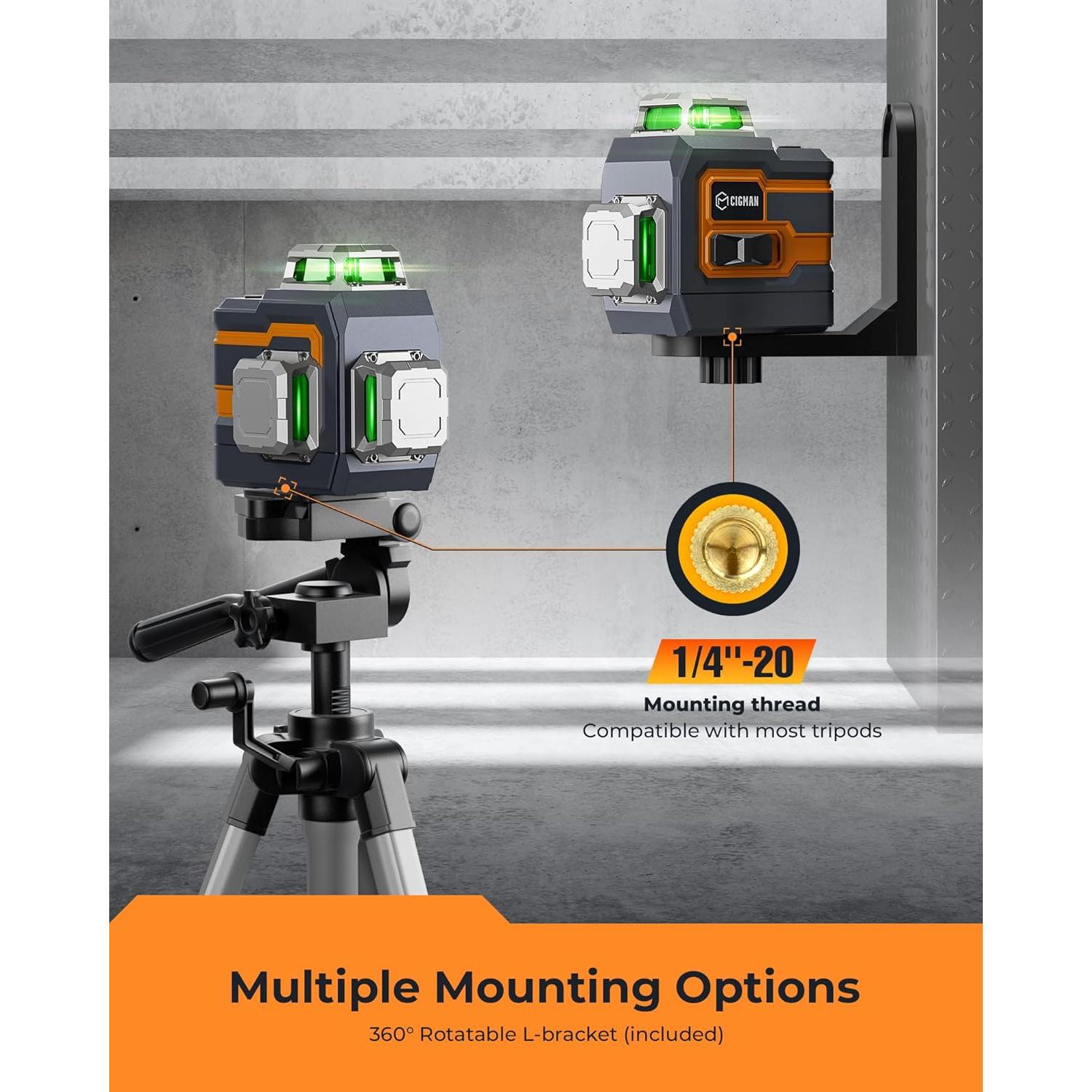 Nivel Láser CIGMAN CM-S01 3x360° Verde con Control Remoto