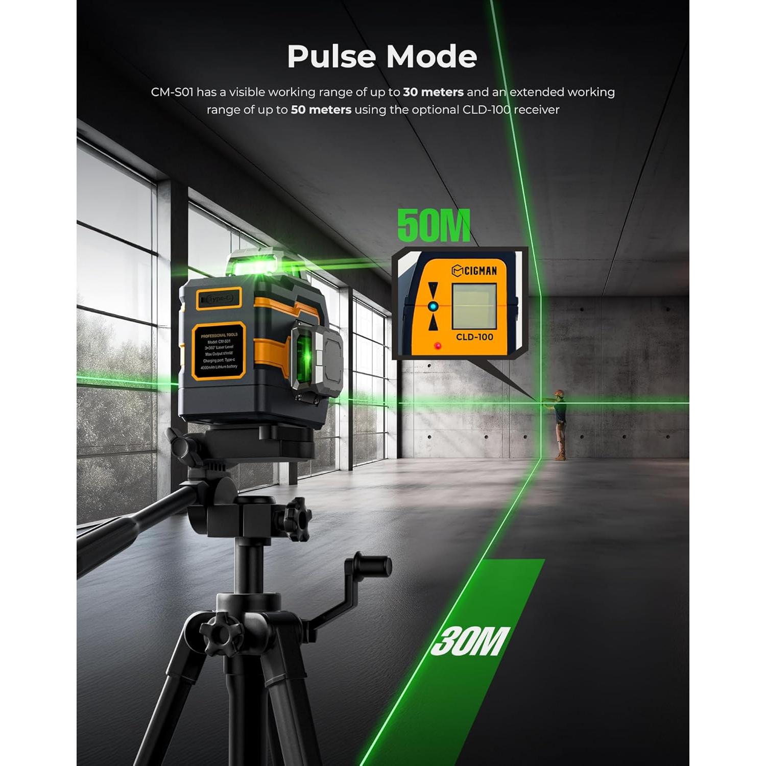 Nivel Láser CIGMAN CM-S01 3x360° Verde con Control Remoto