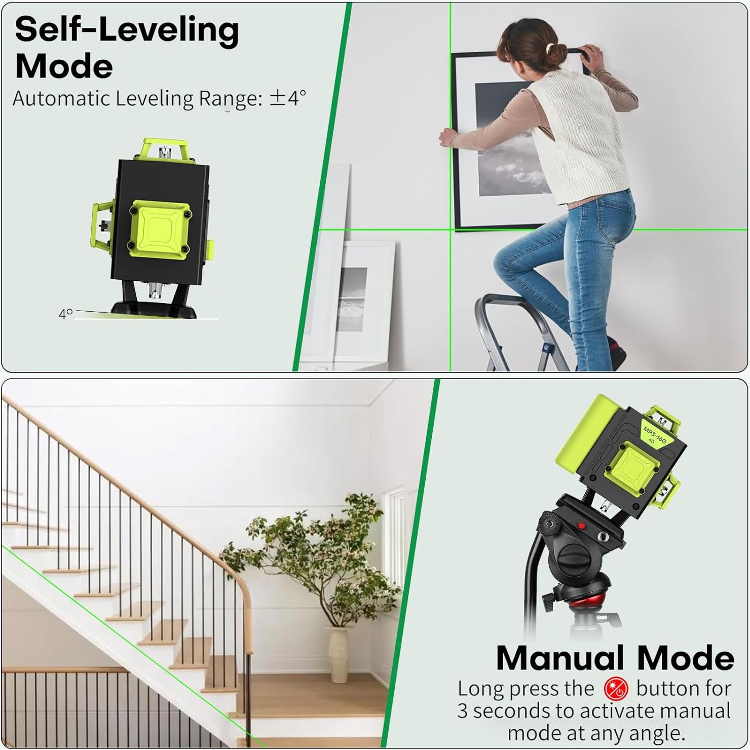 Nivel láser 4D 16 líneas UIFGVJH auto nivelante 30m