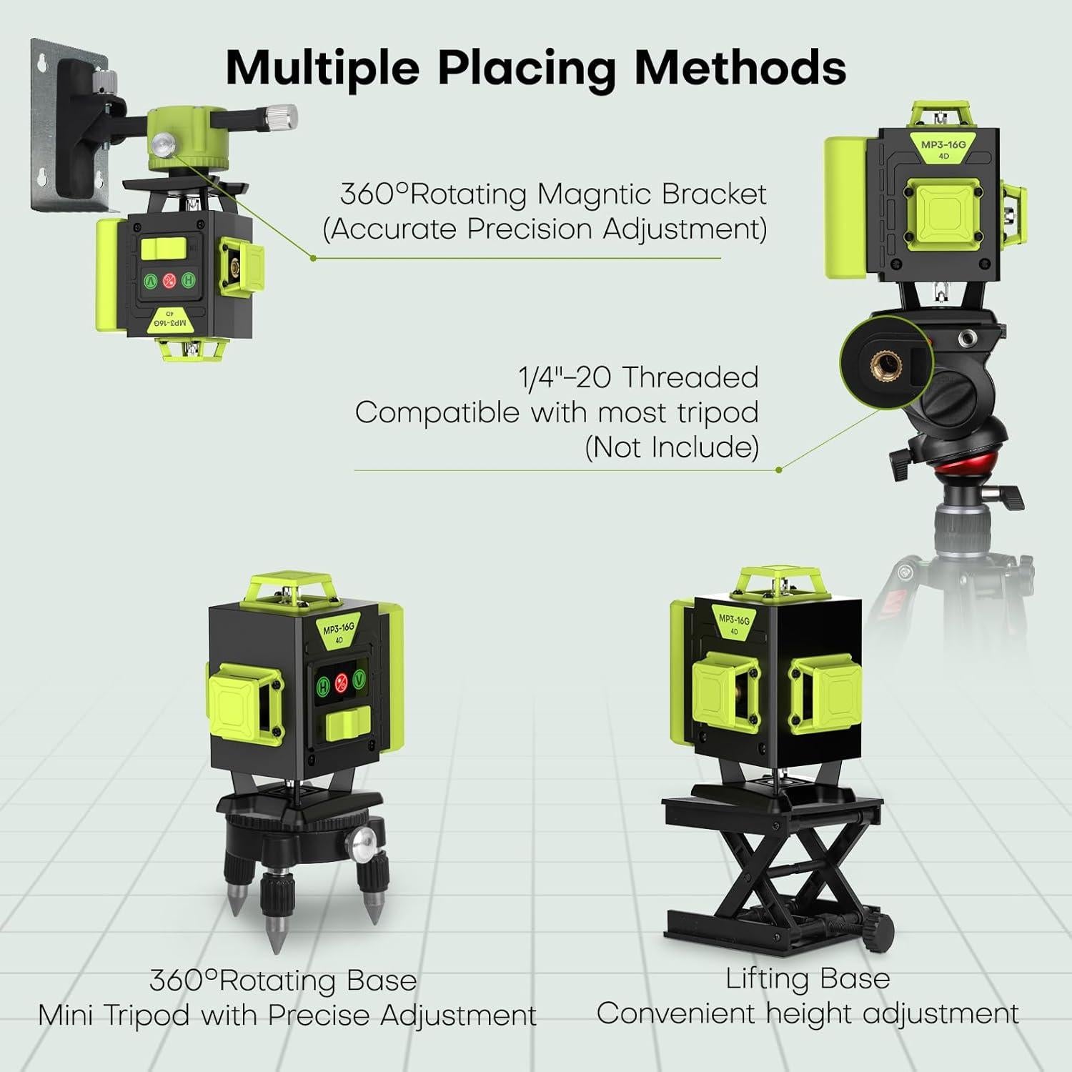 Nivel láser 4D 16 líneas UIFGVJH auto nivelante 30m