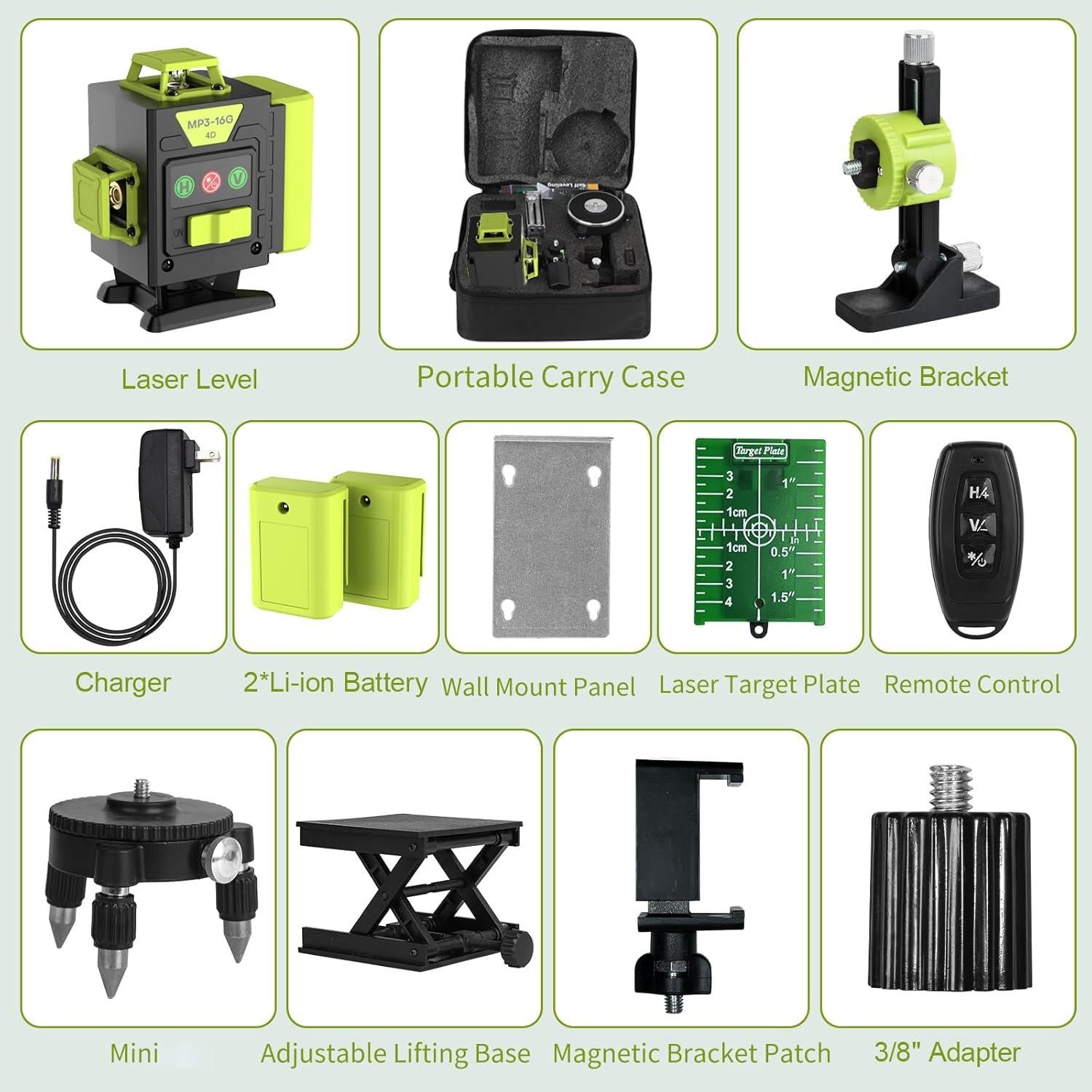 Nivel láser 4D 16 líneas UIFGVJH auto nivelante 30m