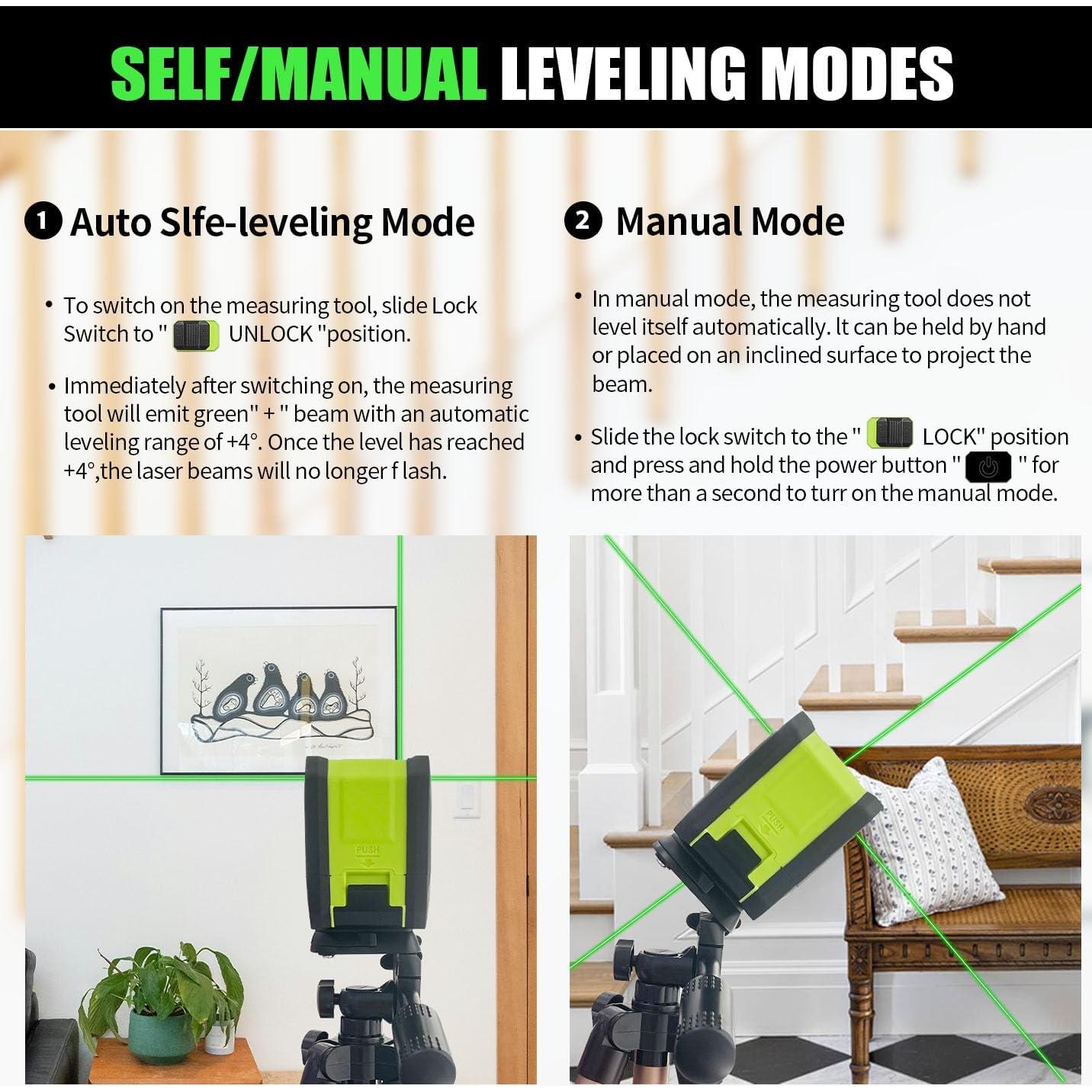 Nivel láser cruzado verde Socpuro SCP8021 con trípode 30m