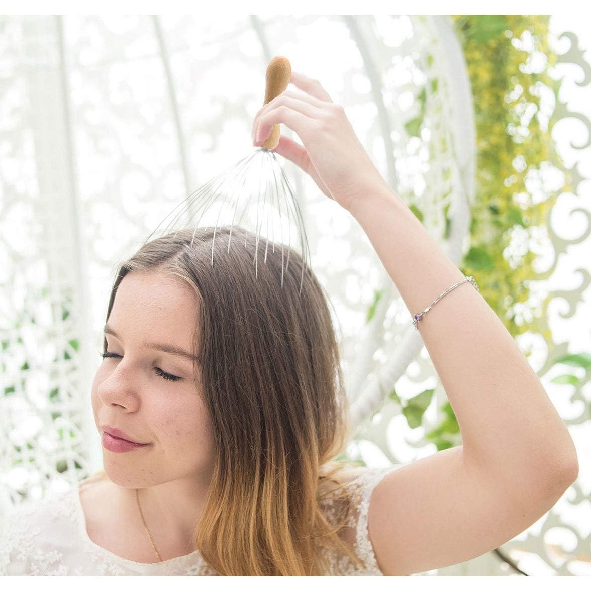 Masajeador de Cabeza USAGA 28 Dedos con Mango de Madera