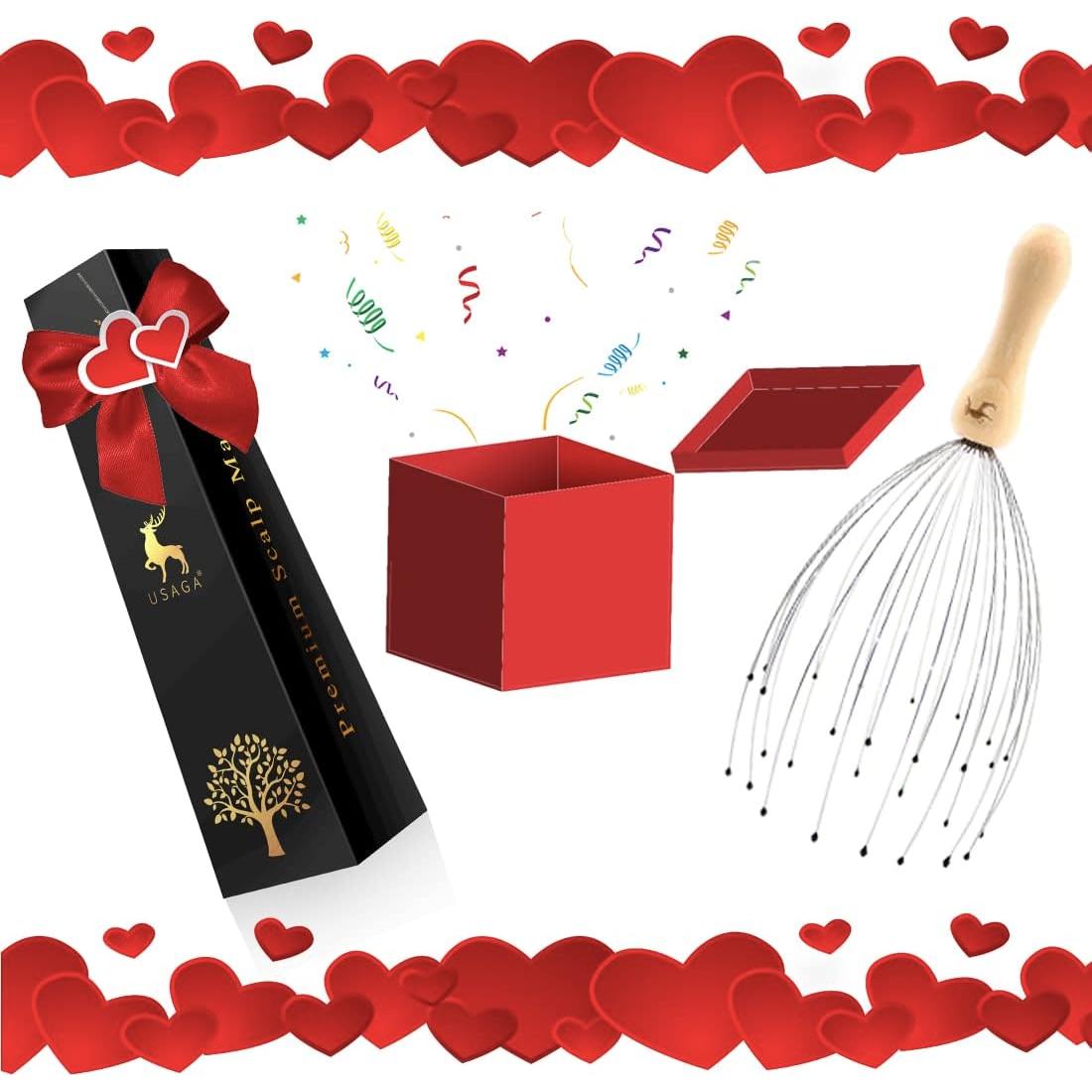 Masajeador de Cabeza USAGA 28 Dedos con Mango de Madera