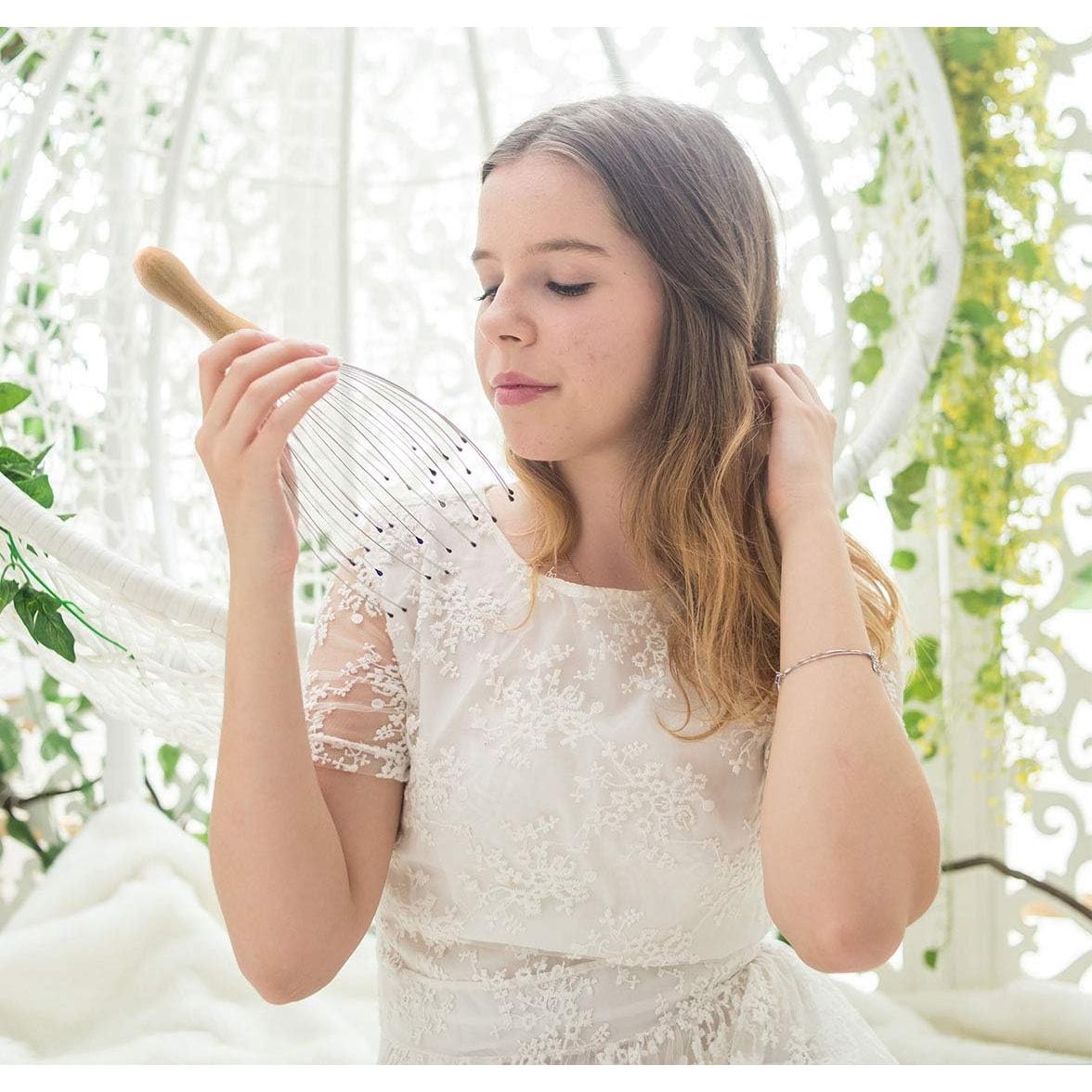 Masajeador de Cabeza USAGA 28 Dedos con Mango de Madera