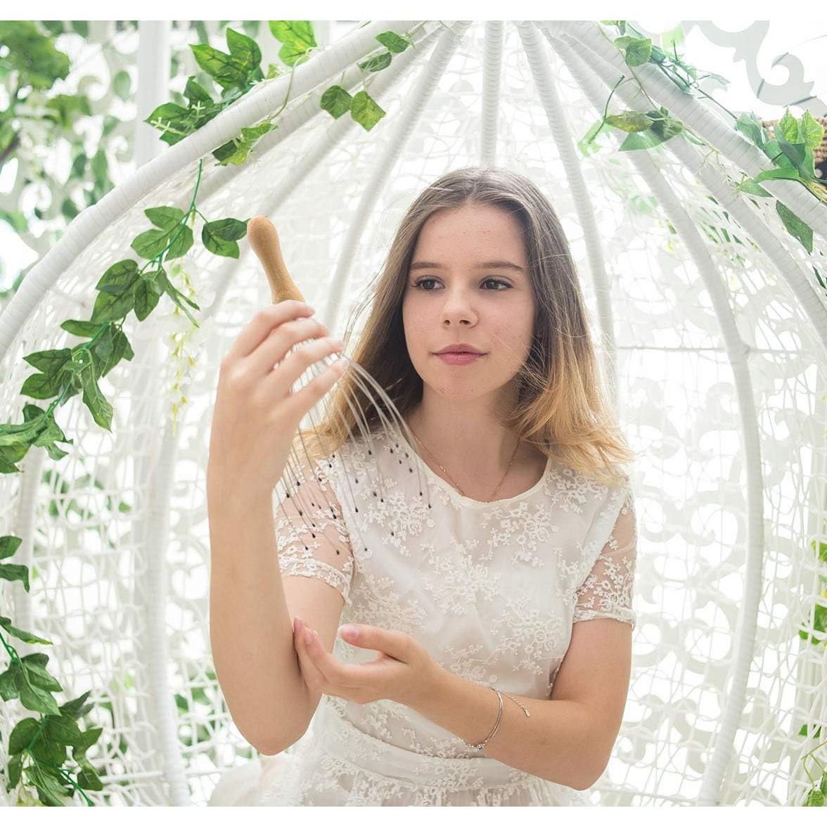 Masajeador de Cabeza USAGA 28 Dedos con Mango de Madera