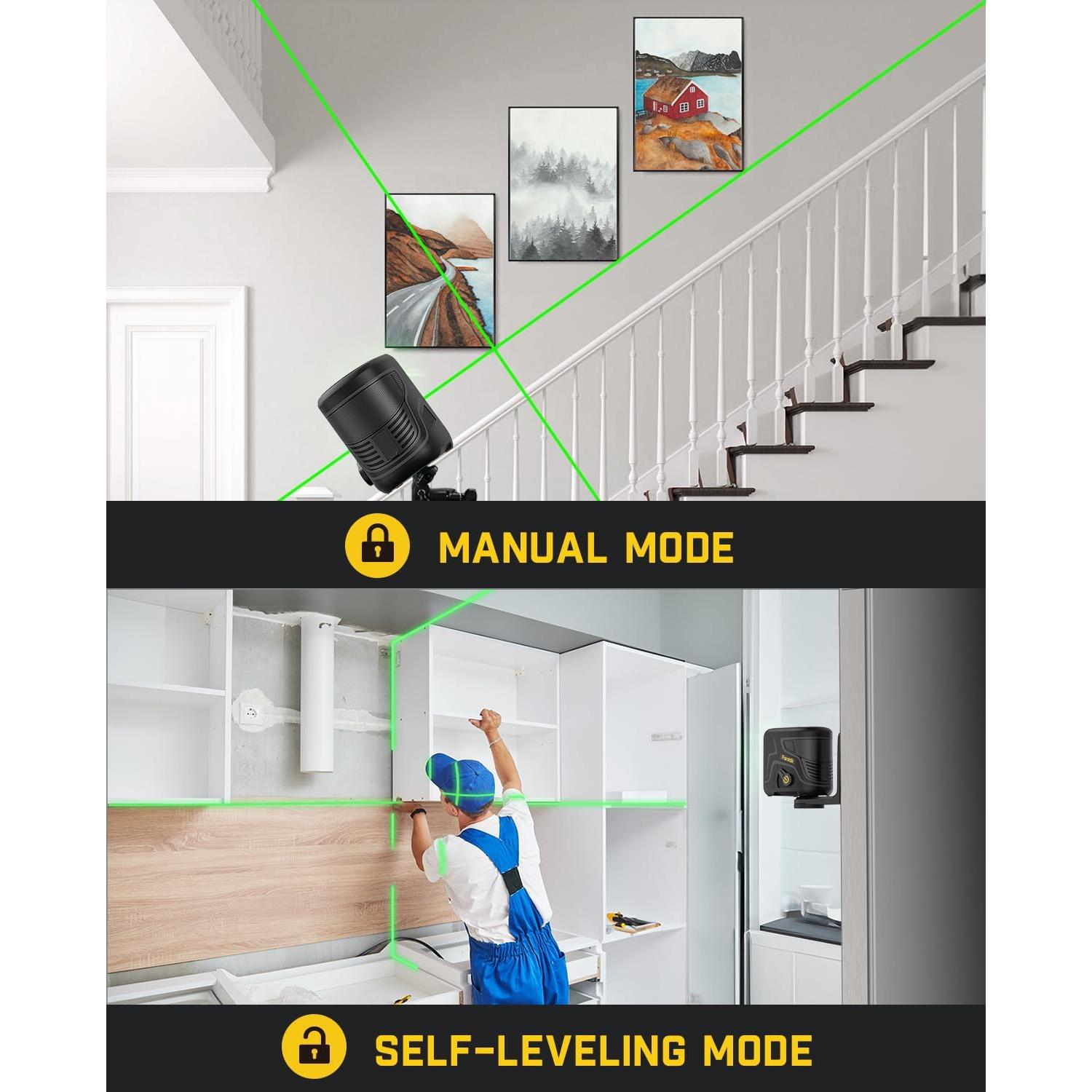 Nivel Láser Fanttik D2 PLUS Verde 30,48 m Autonivelante