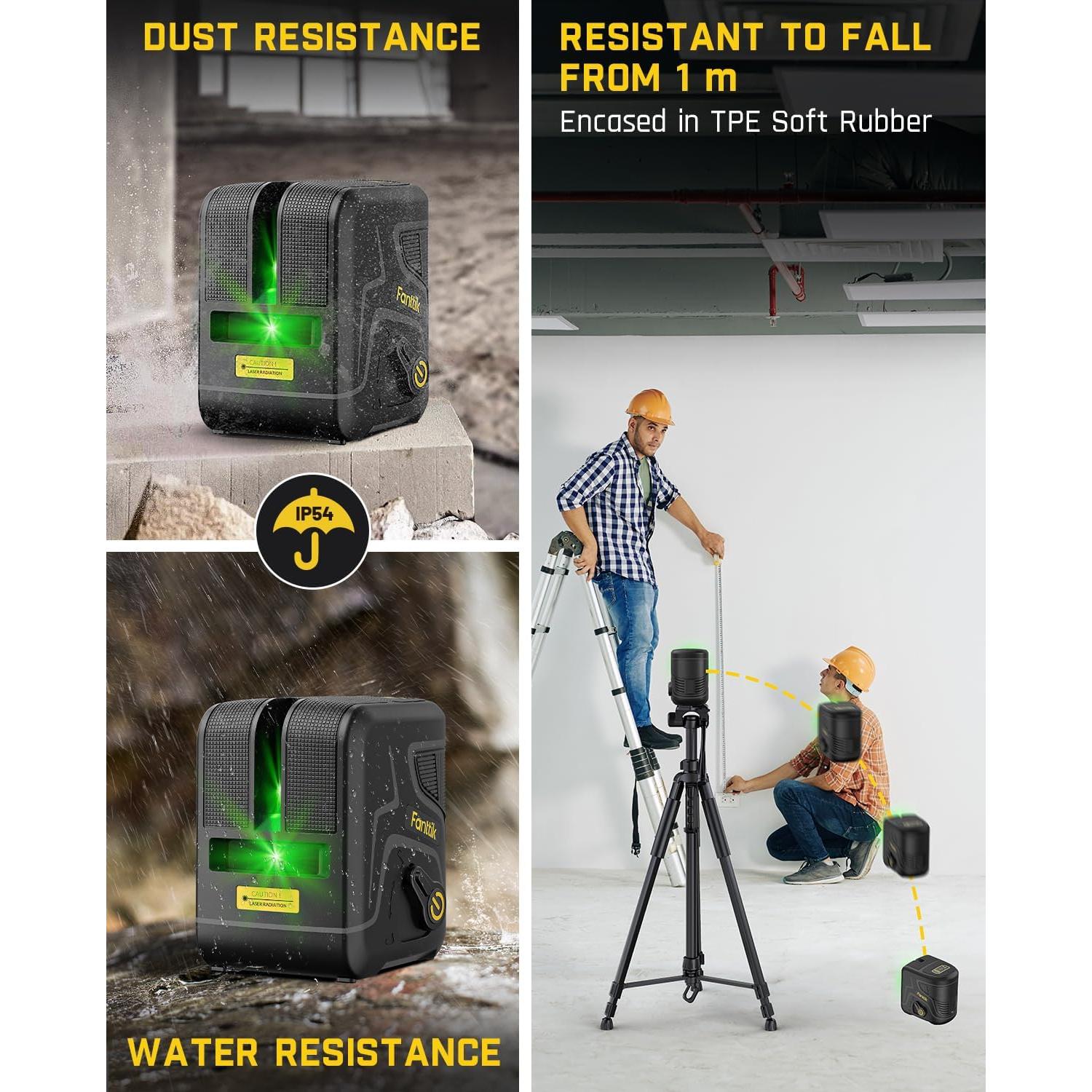 Nivel Láser Fanttik D2 PLUS Verde 30,48 m Autonivelante