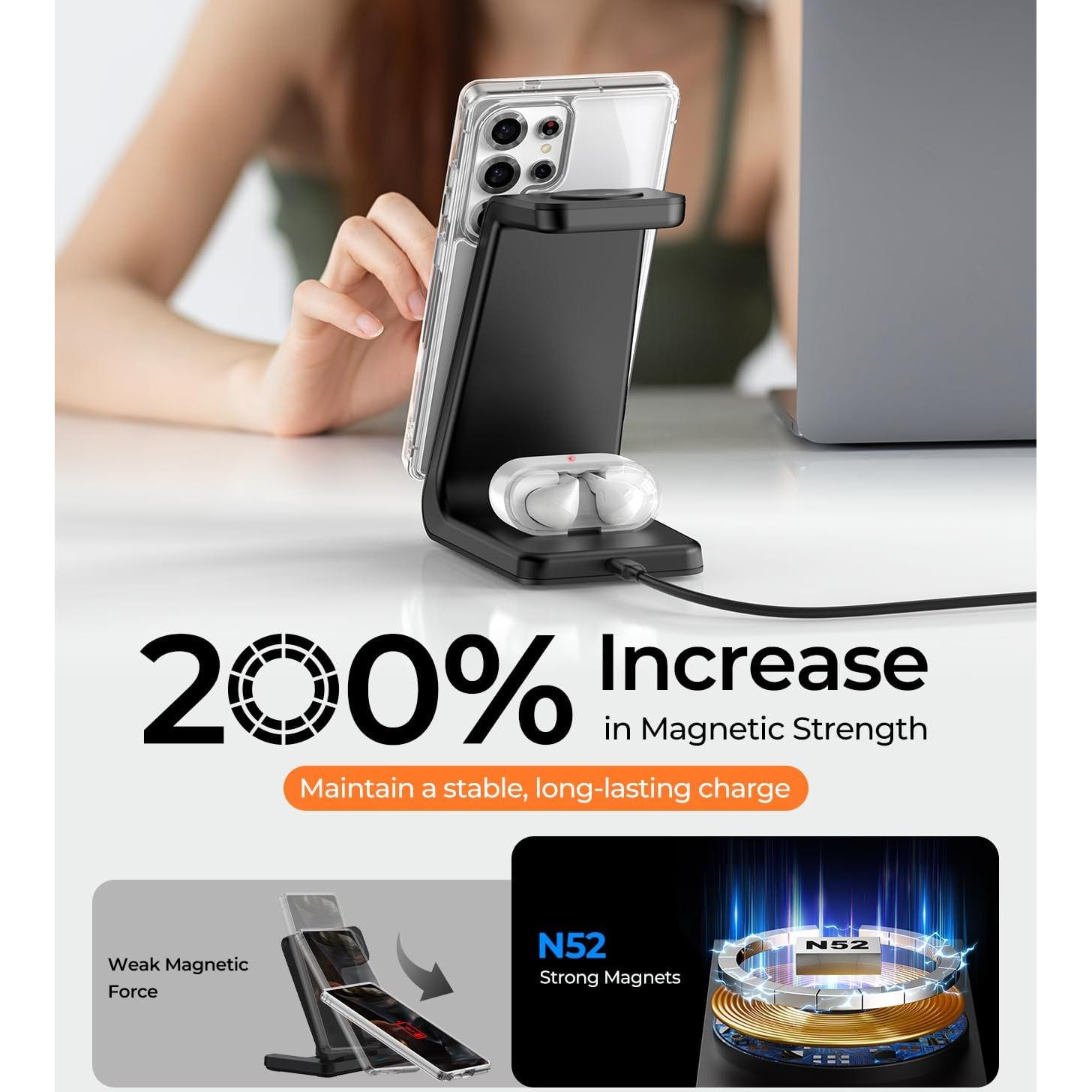 Cargador Inalámbrico Magnético 3 en 1 Samsung M3 15W