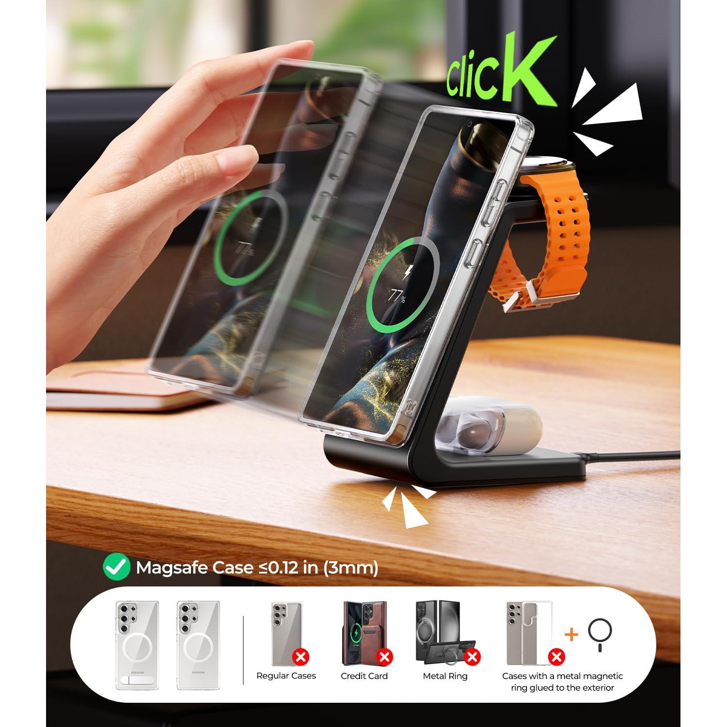 Cargador Inalámbrico Magnético 3 en 1 Samsung M3 15W