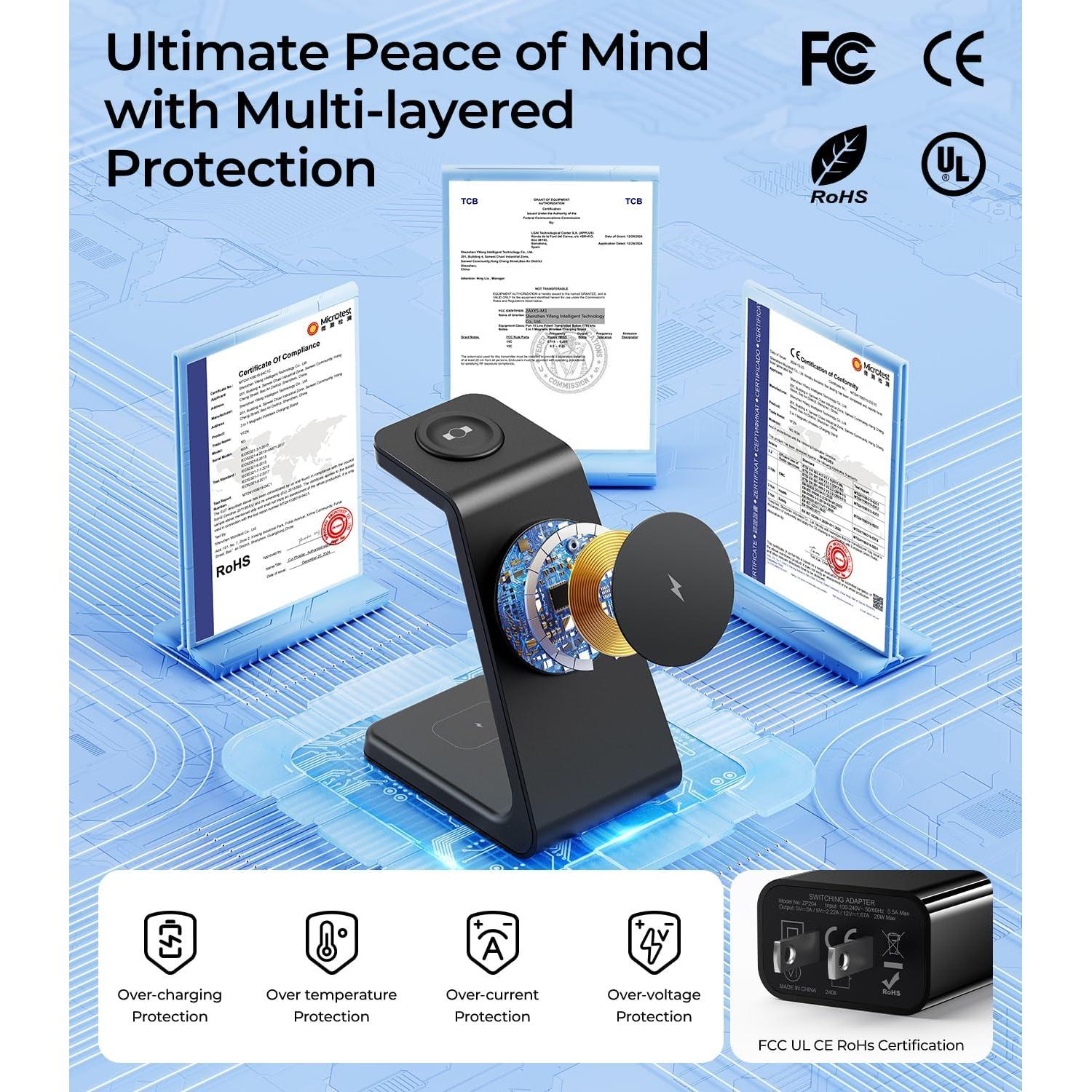 Cargador Inalámbrico Magnético 3 en 1 Samsung M3 15W