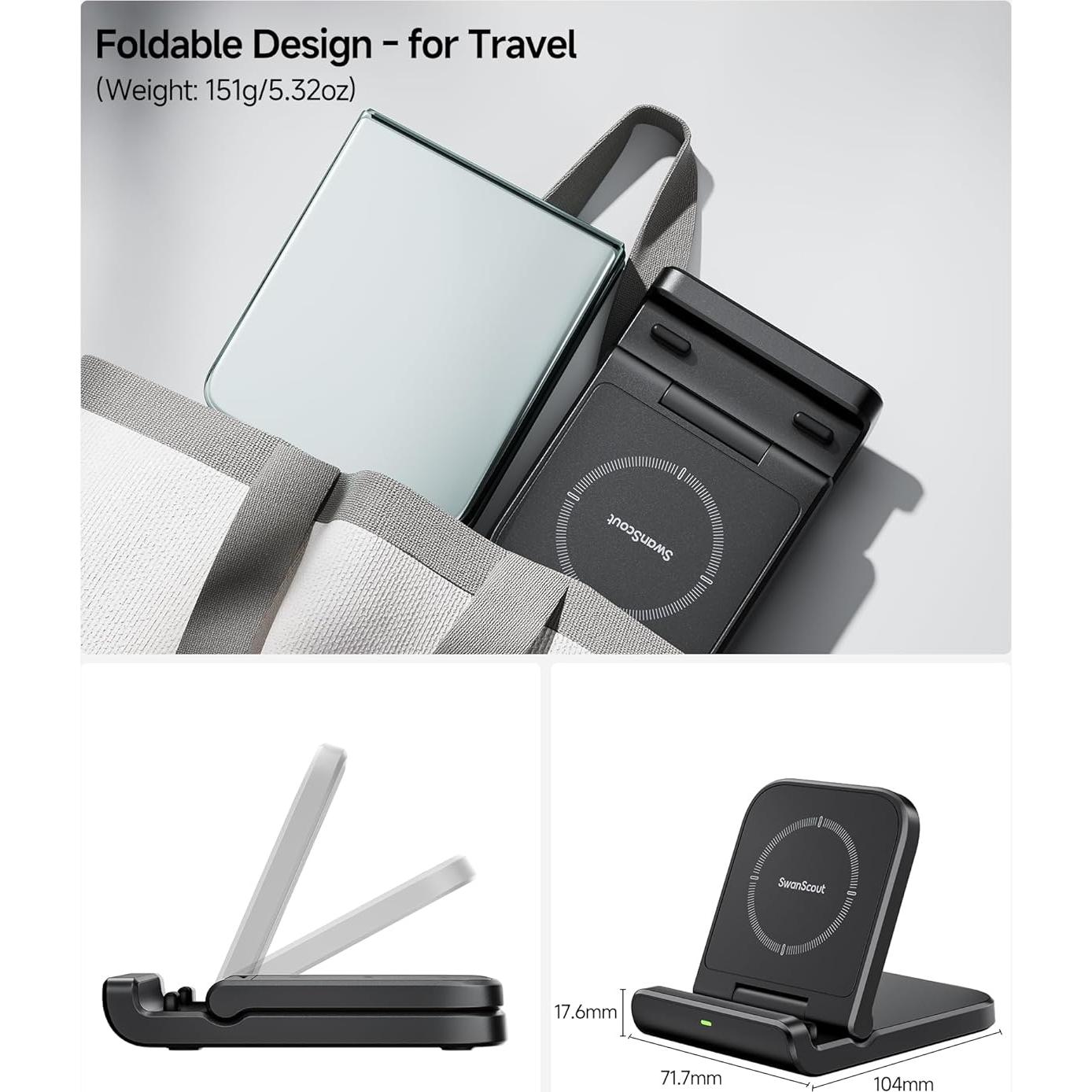 Cargador Inalámbrico Rápido SwanScout para Samsung Z Flip 6/5/4/3