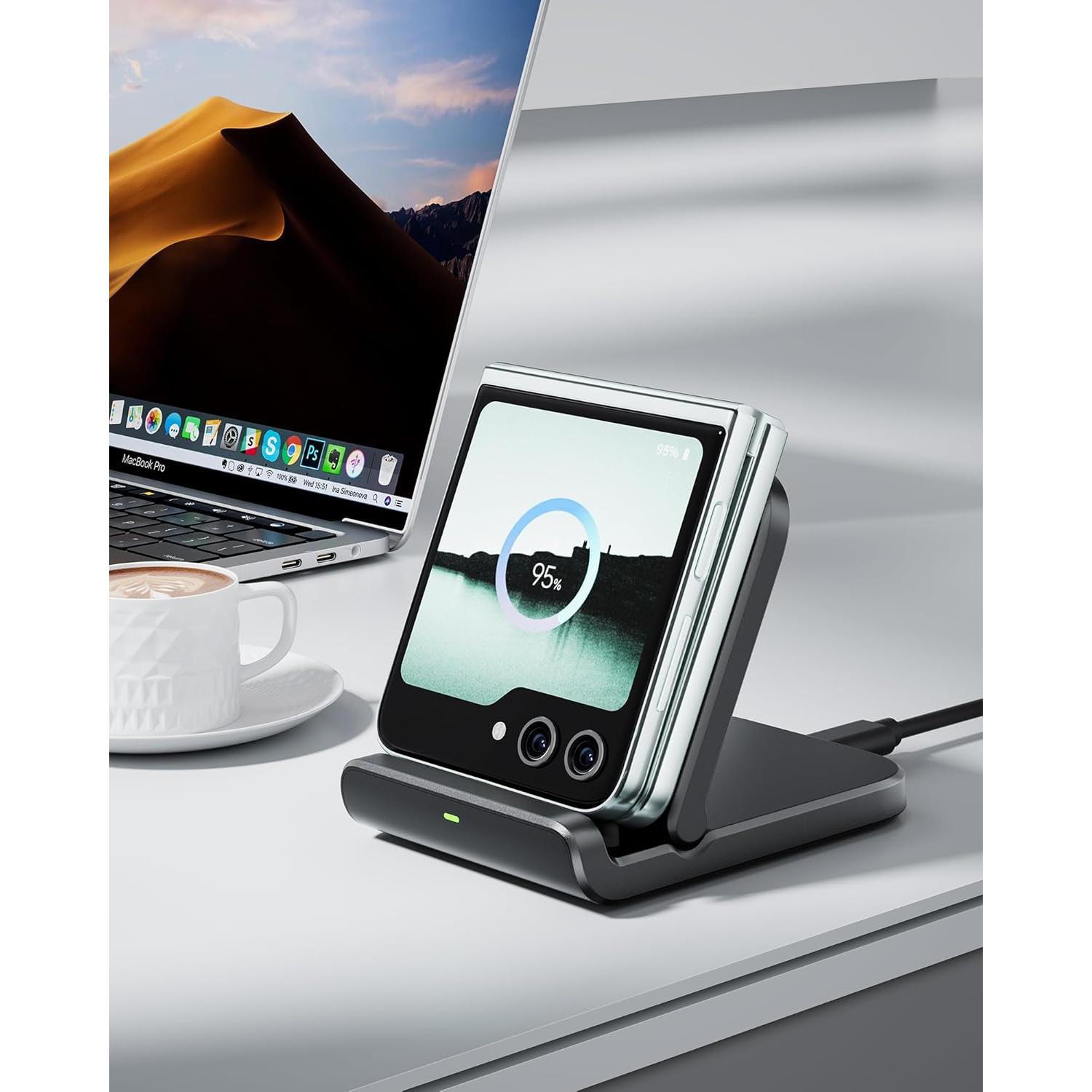 Cargador Inalámbrico Rápido SwanScout para Samsung Z Flip 6/5/4/3