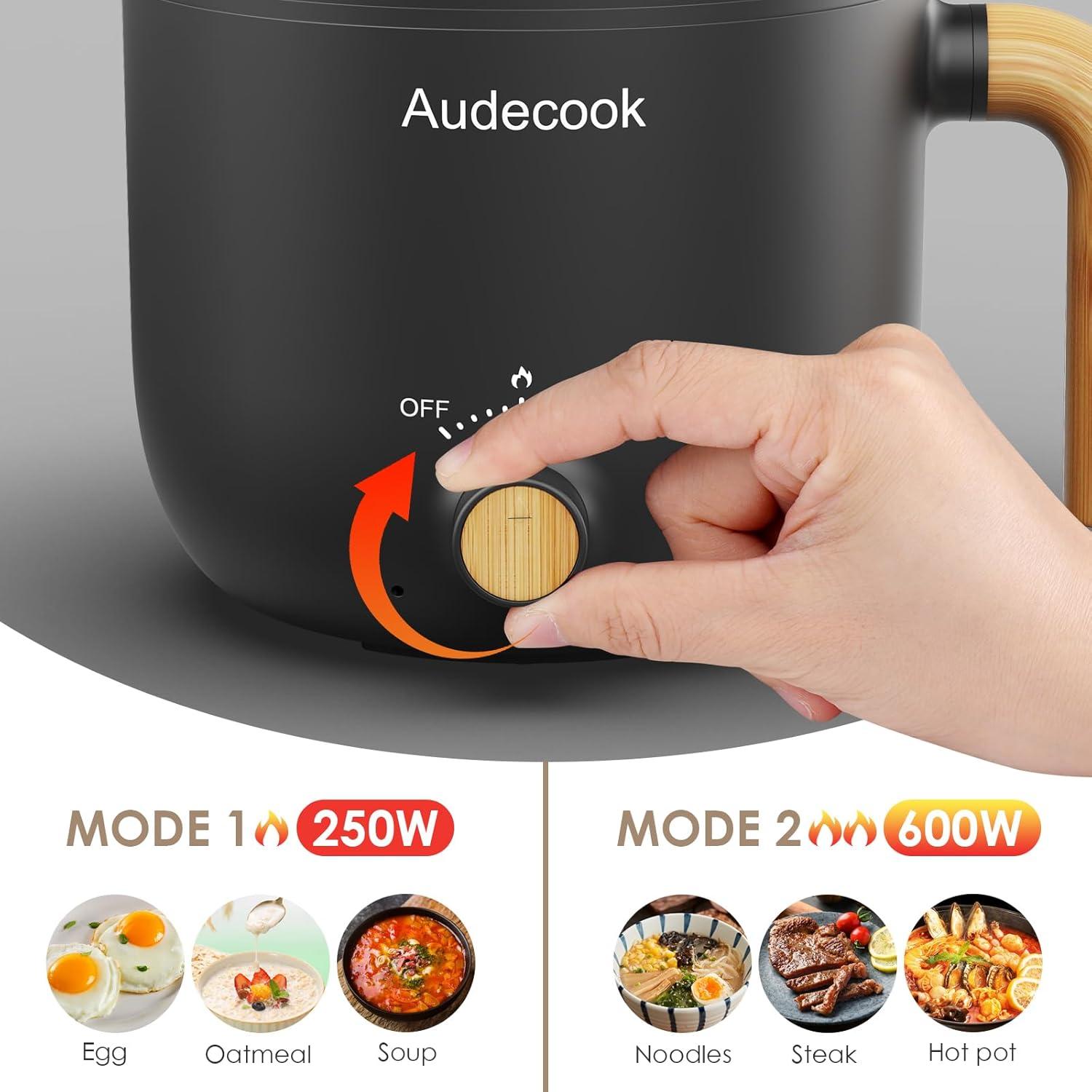 Olla Eléctrica Audecook 1.5L con Vaporera Antiadherente