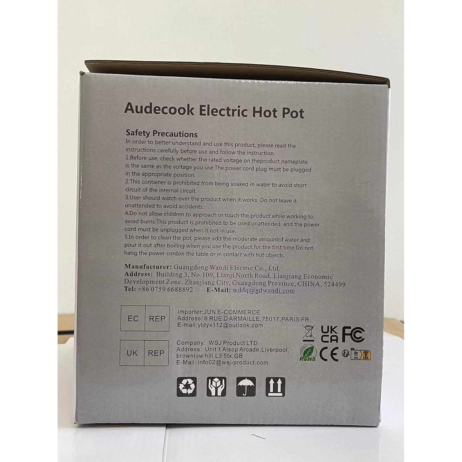 Olla Eléctrica Audecook 1.5L con Vaporera Antiadherente