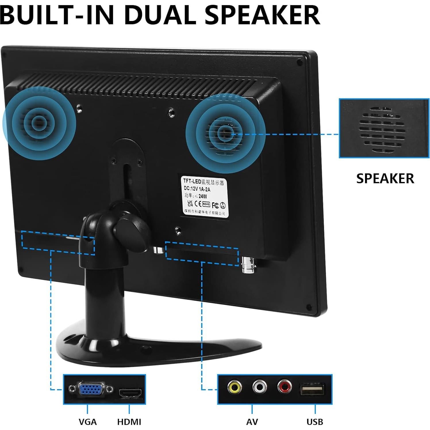 Monitor de Seguridad 10.1" AISHICHEN 1280x800 IPS HDMI
