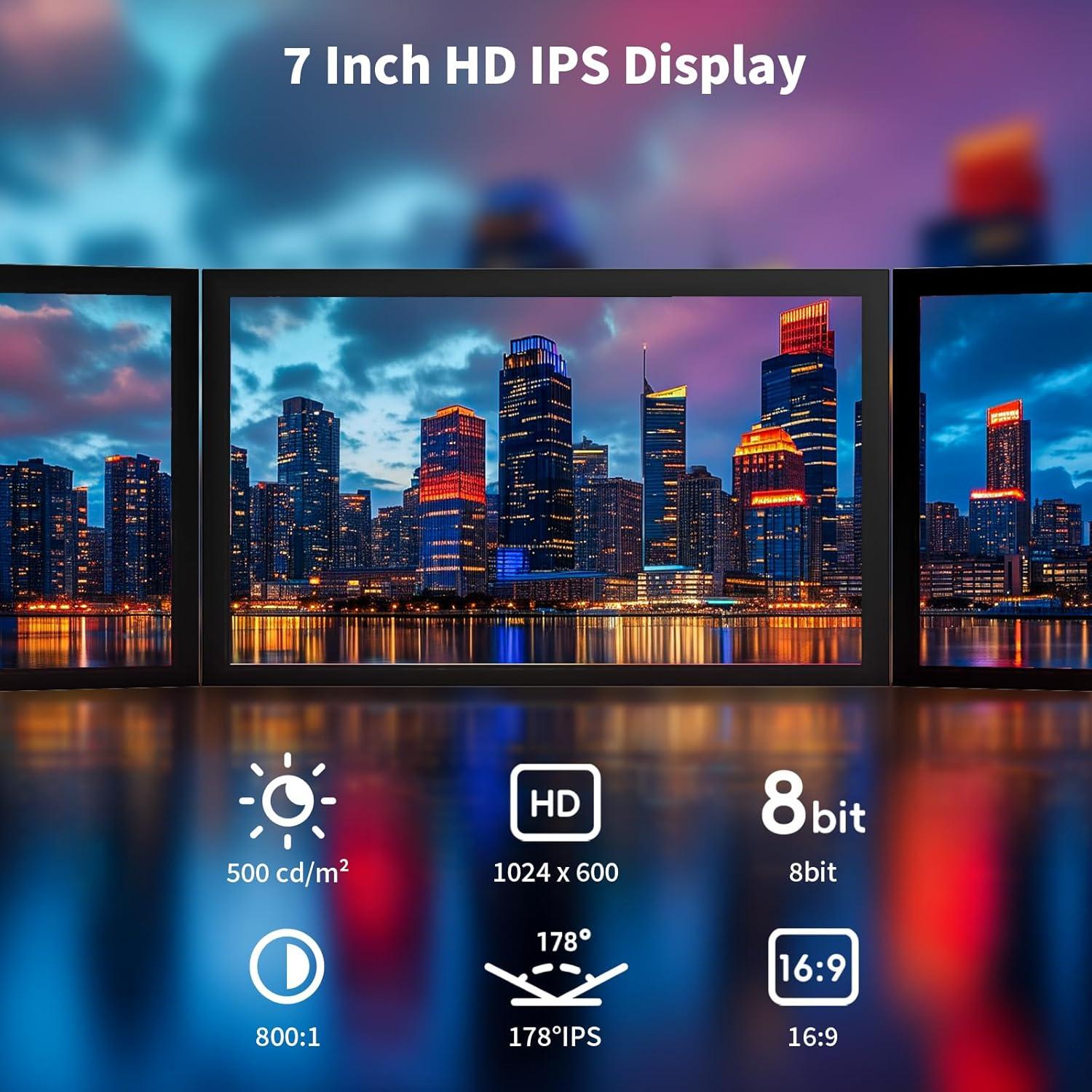 Monitor Mini 7" CUQI EM713 HD 1024x600 con Altavoces Integrados