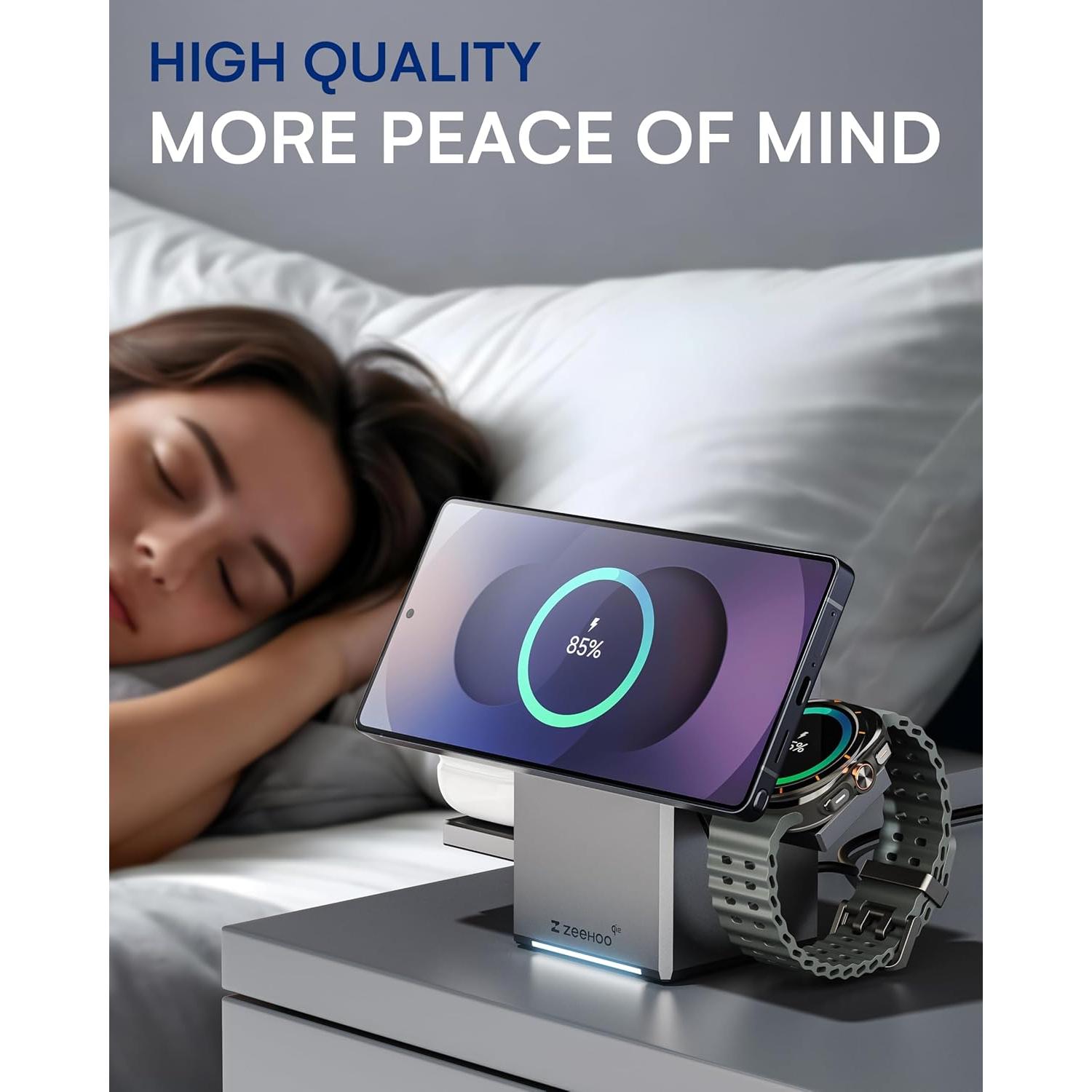 Estación de Carga 3 en 1 ZEEHOO para iPhone y Samsung, 15W