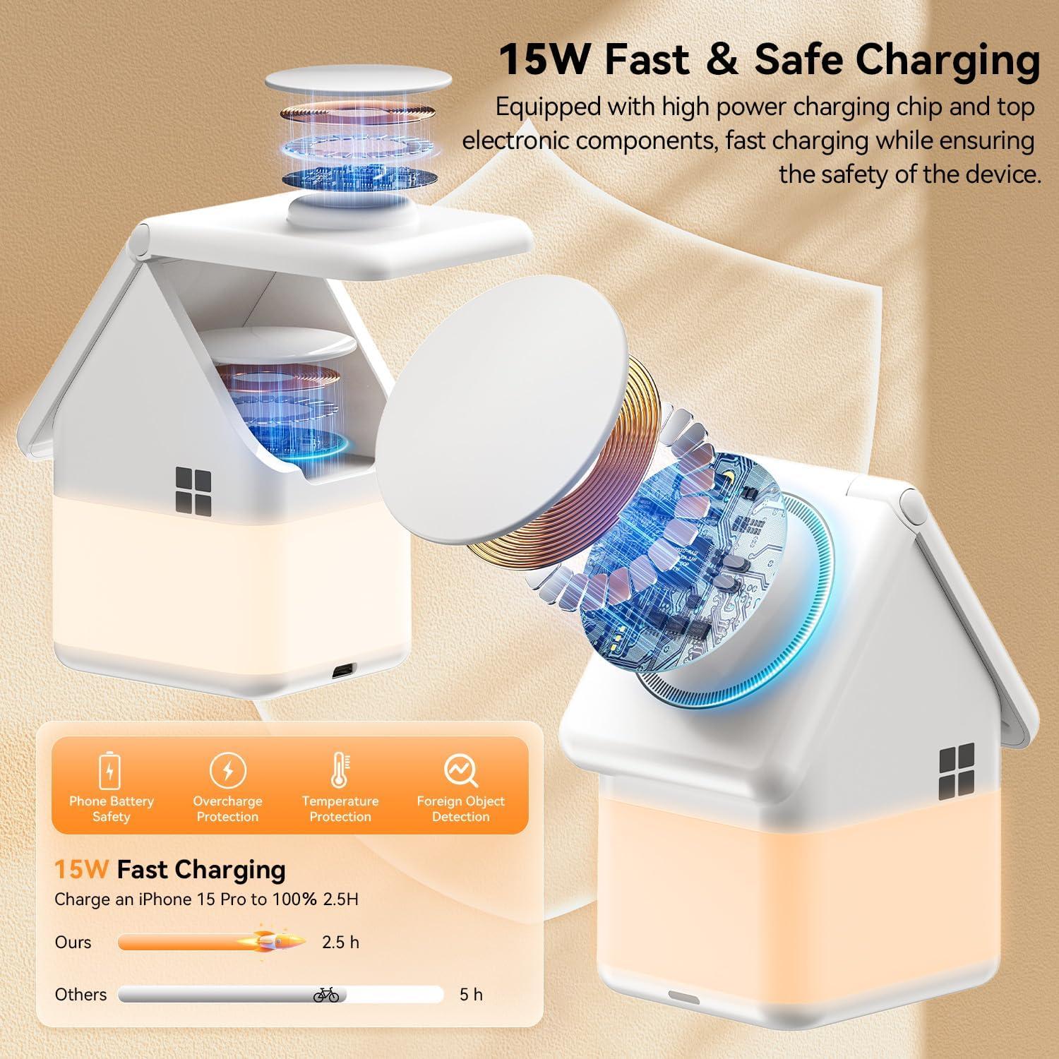 Cargador Inalámbrico 3 en 1 WSKEN MagSafe 15W para iPhone