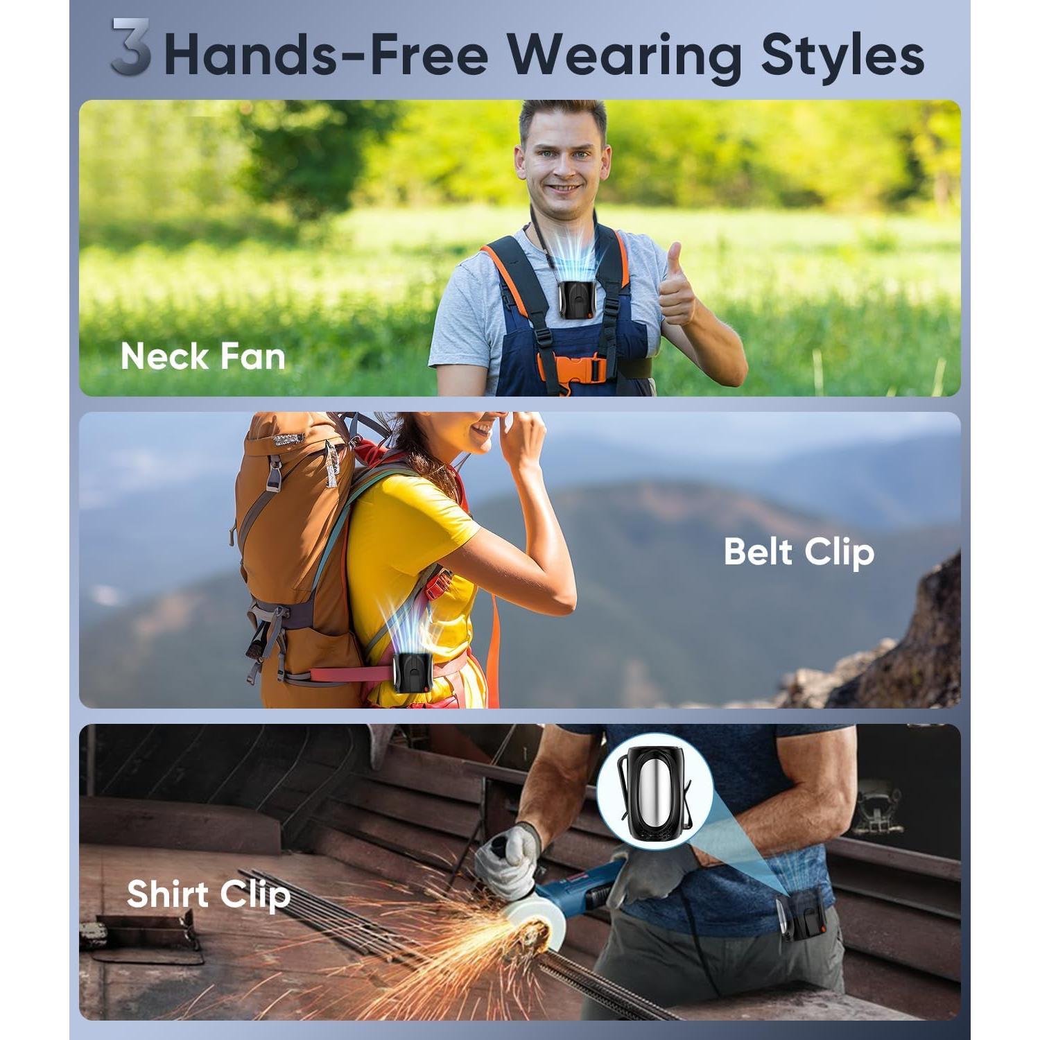 Ventilador Portátil de Cintura Tedajo Y7, 6 Velocidades, 40H Batería